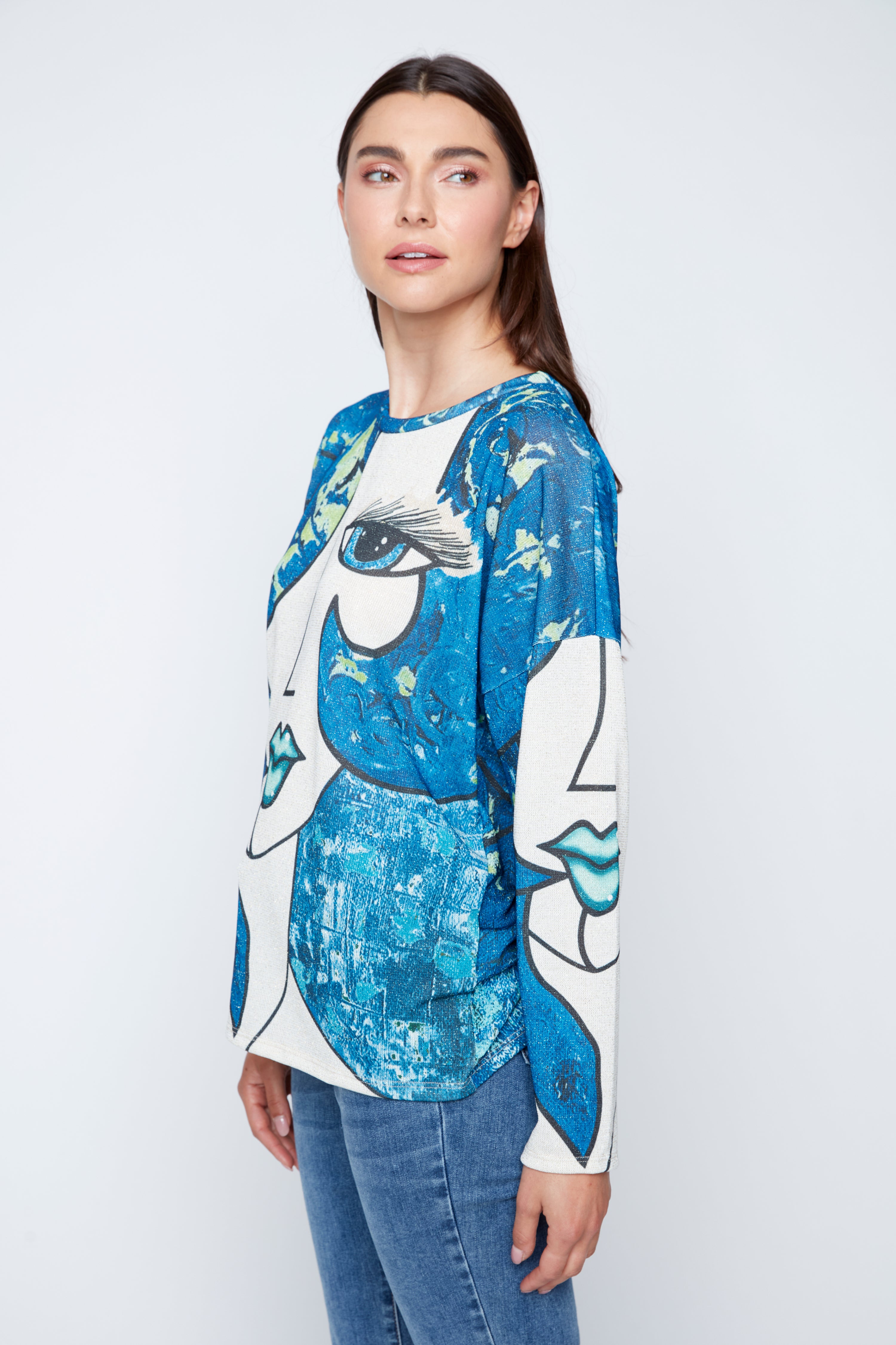 Picasso print lurex top