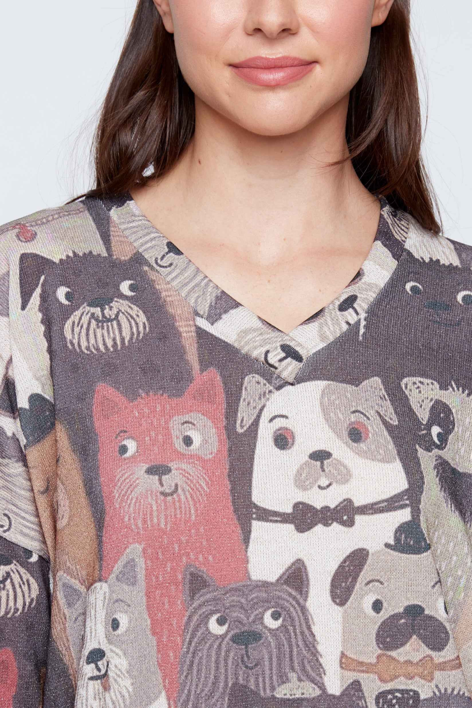 Dog print lurex top