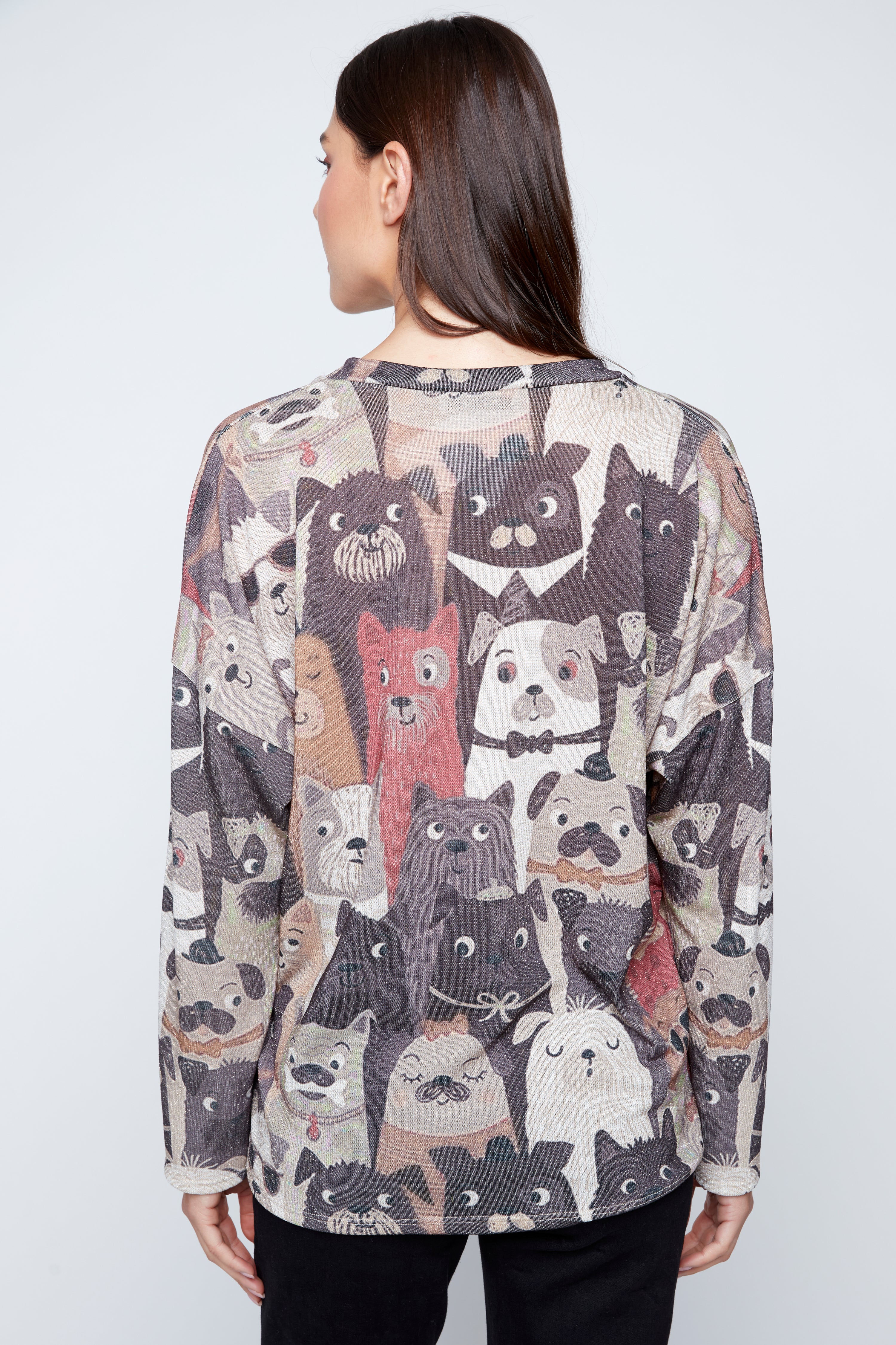Dog print lurex top