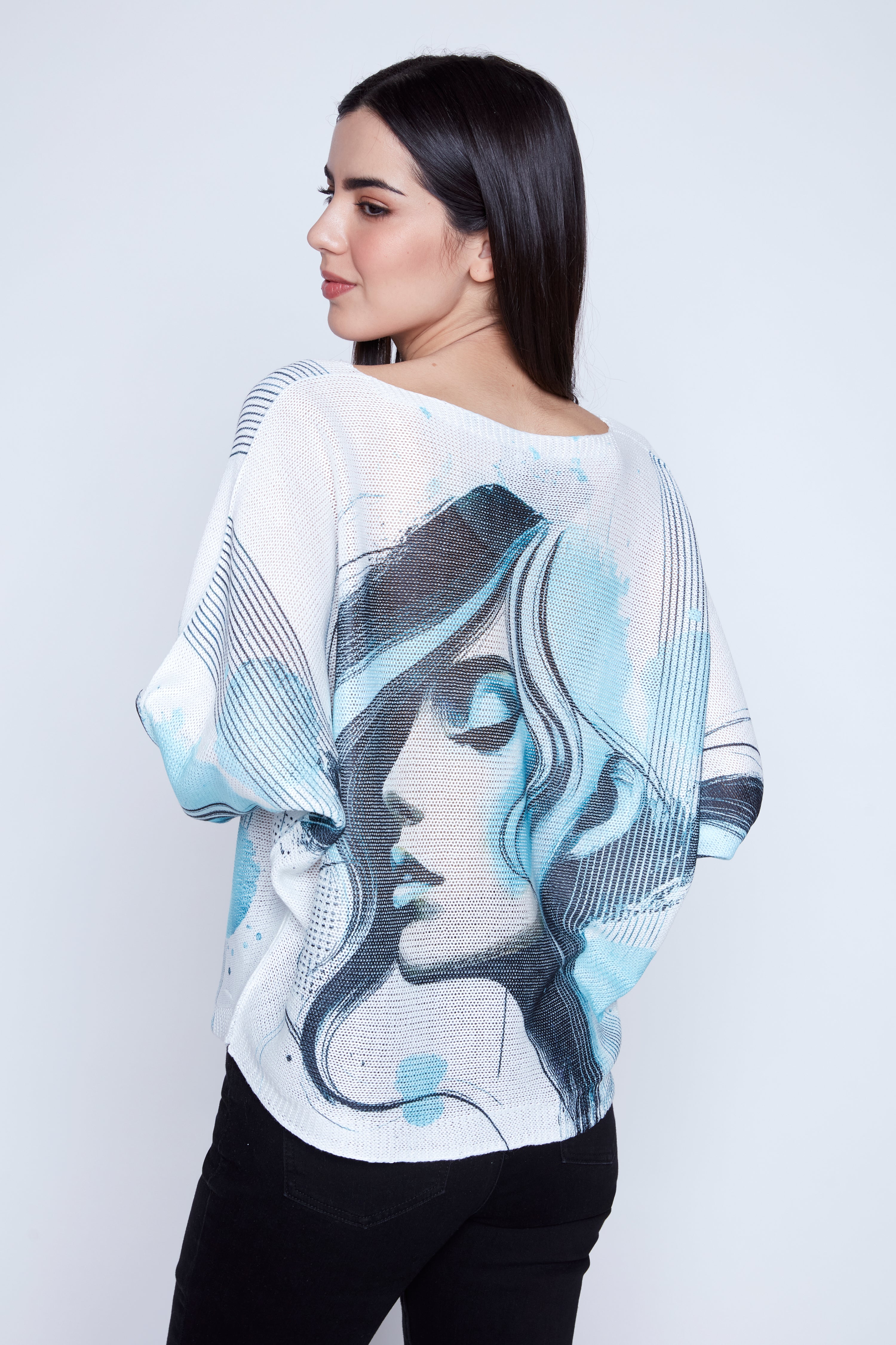 Le pull à imprimé portrait