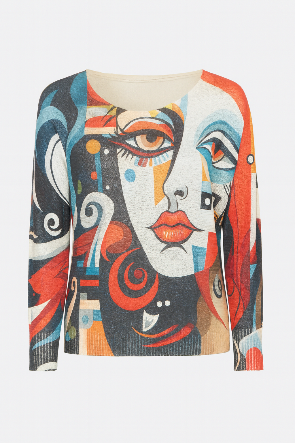 Le pull abstrait avec visage de femme