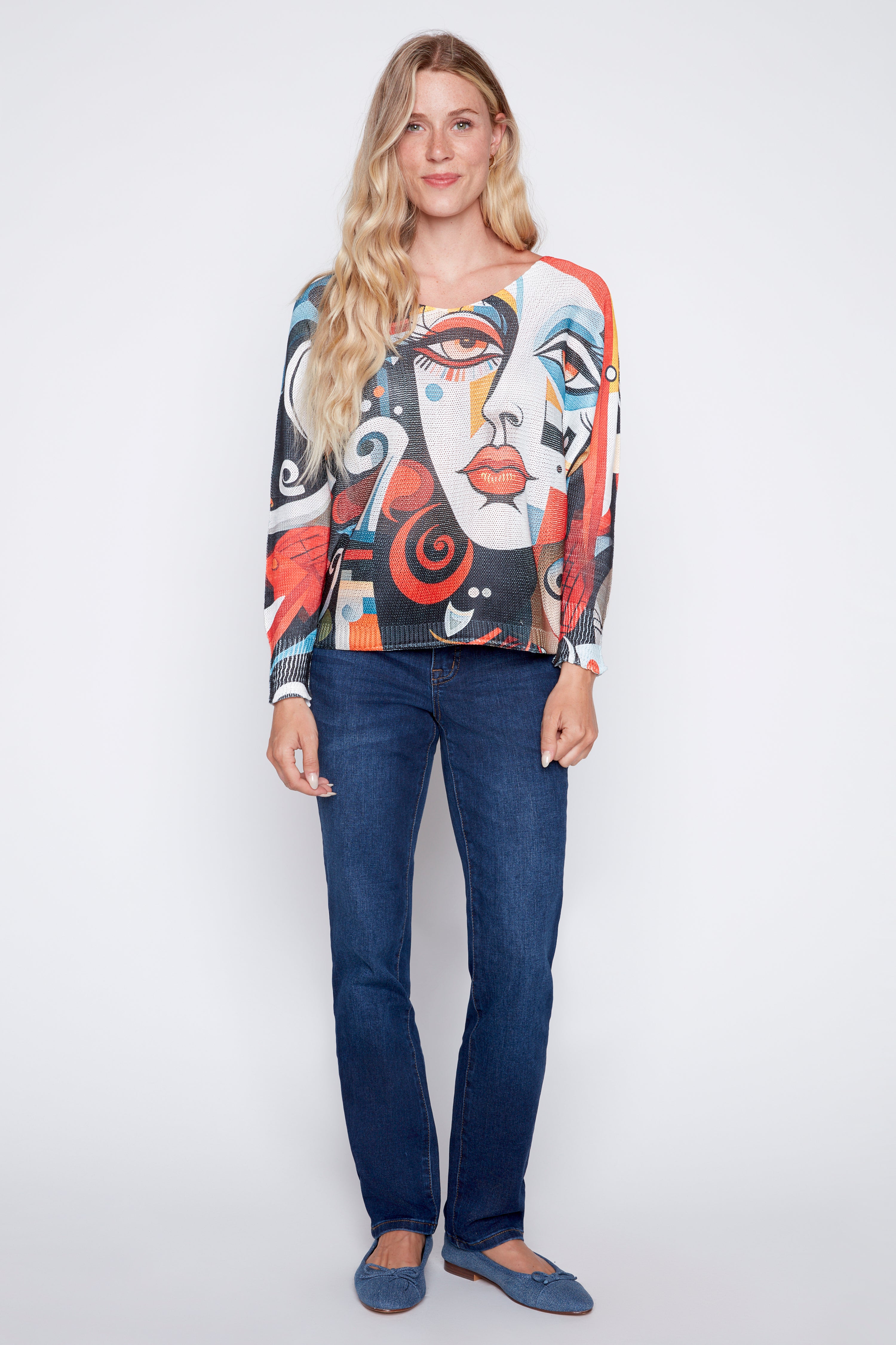 Abstract lady face sweater