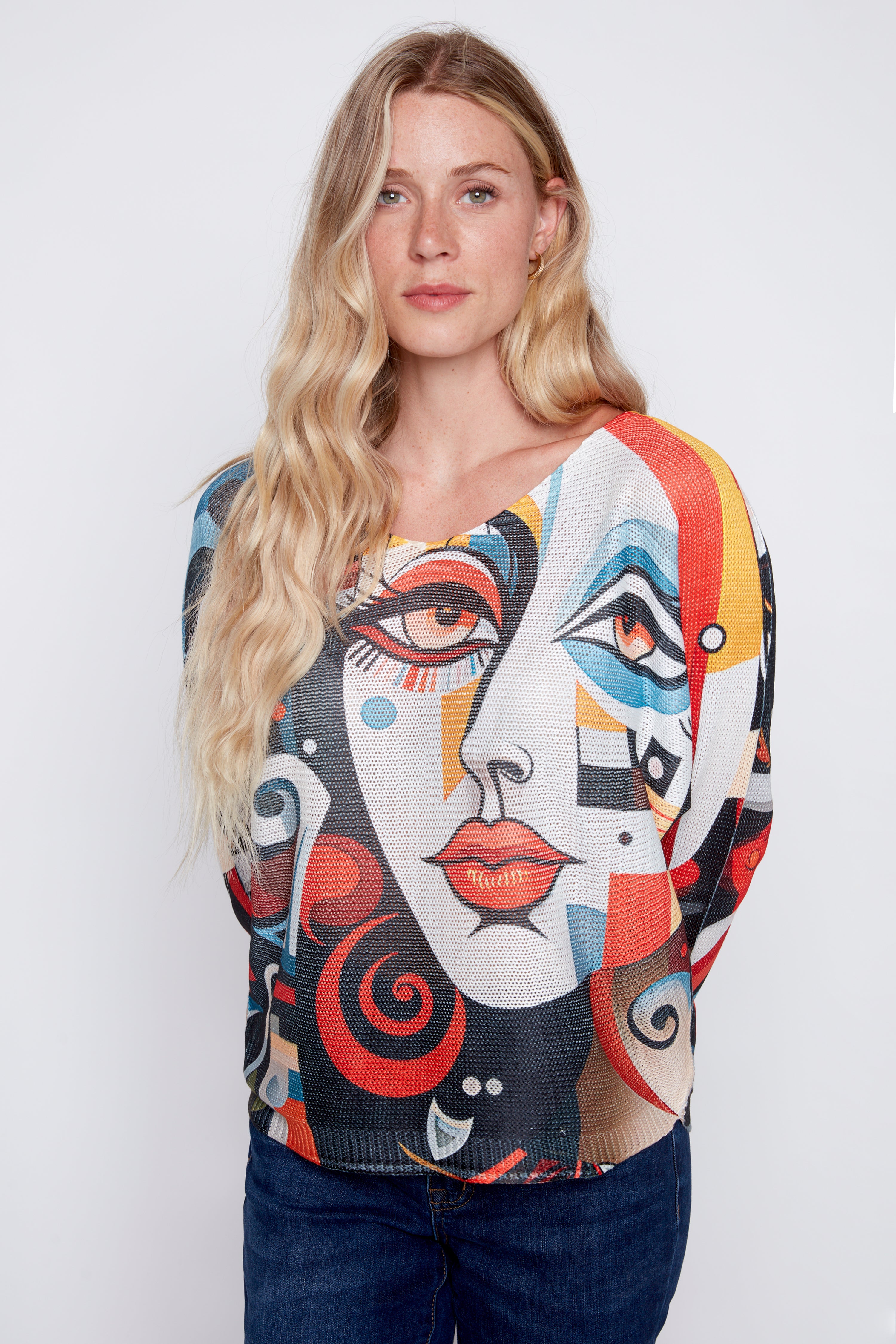 Abstract lady face sweater