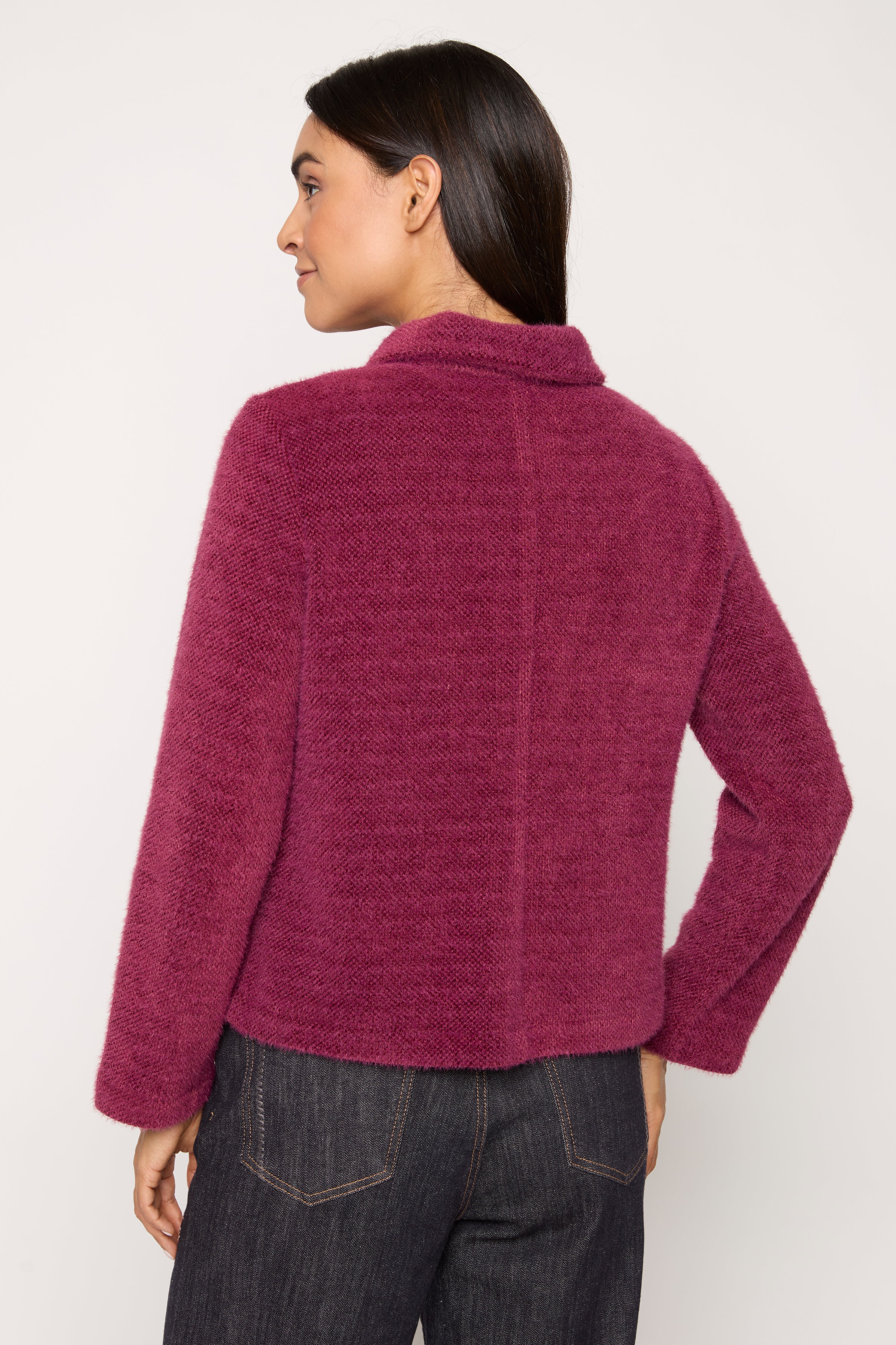 Eyelash-Knit Button-Front Jacket