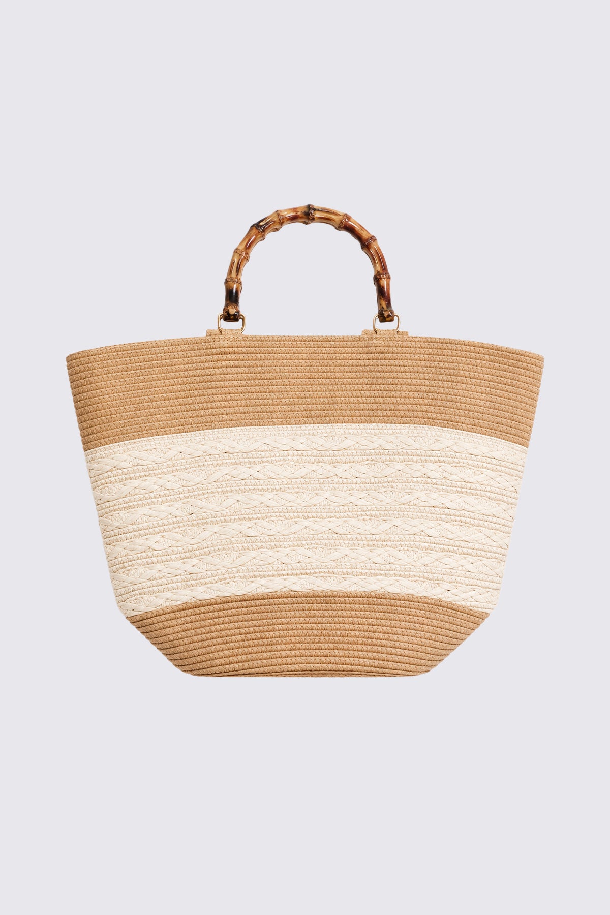 Le sac fourre-tout en paille avec anses en bambou