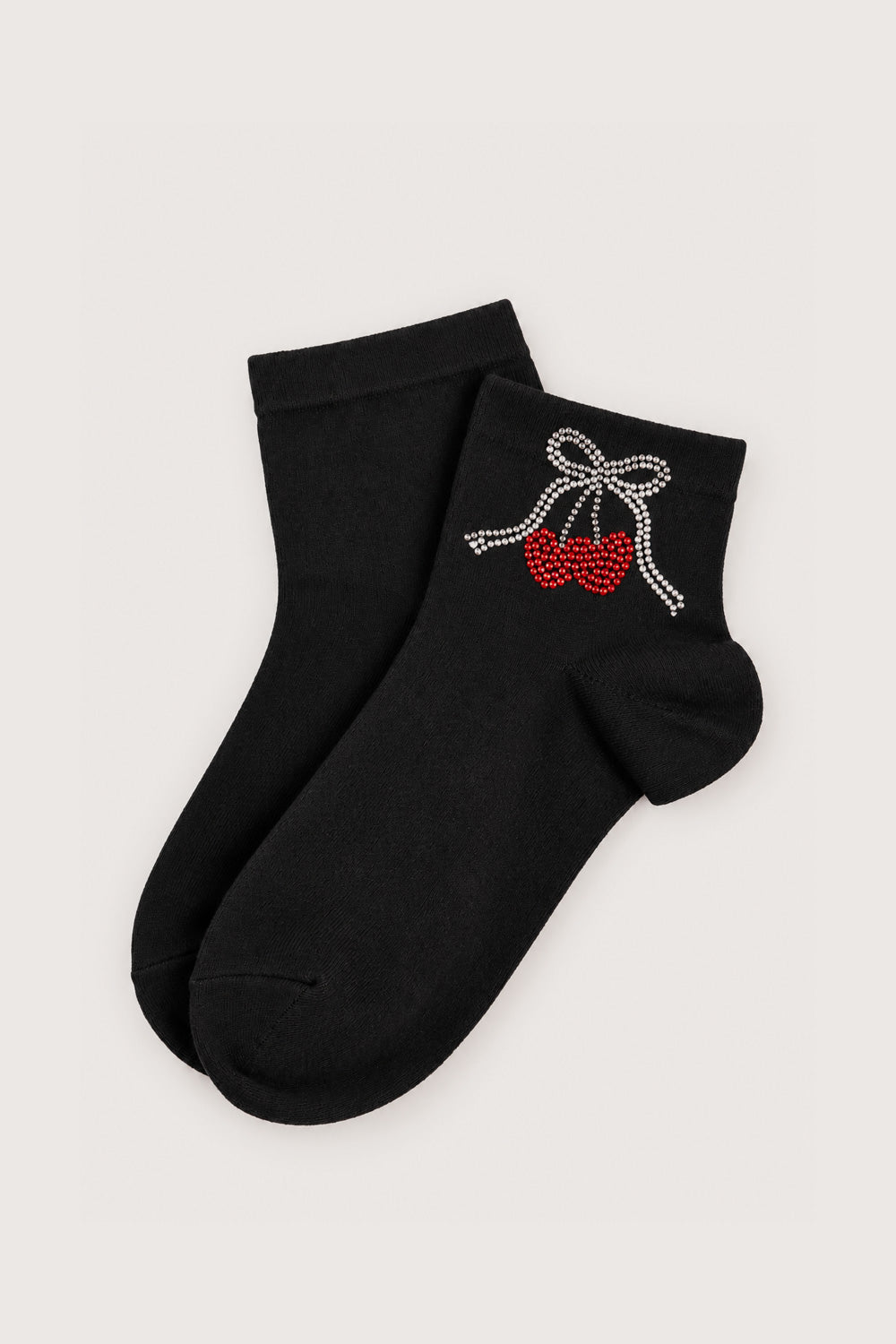 Rhinestone Bow And Cherry Crew Socks