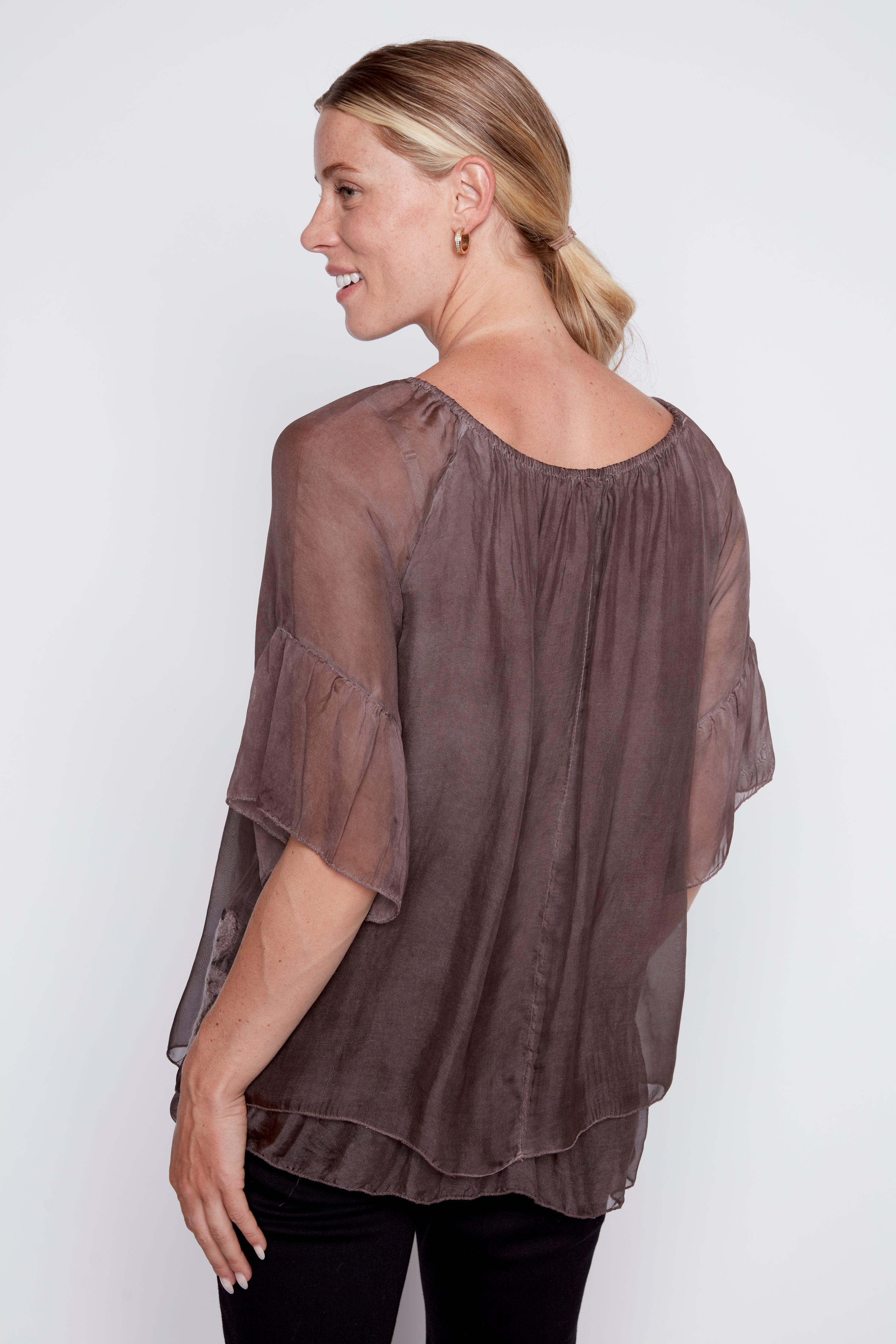 Leaf embroidery tunic