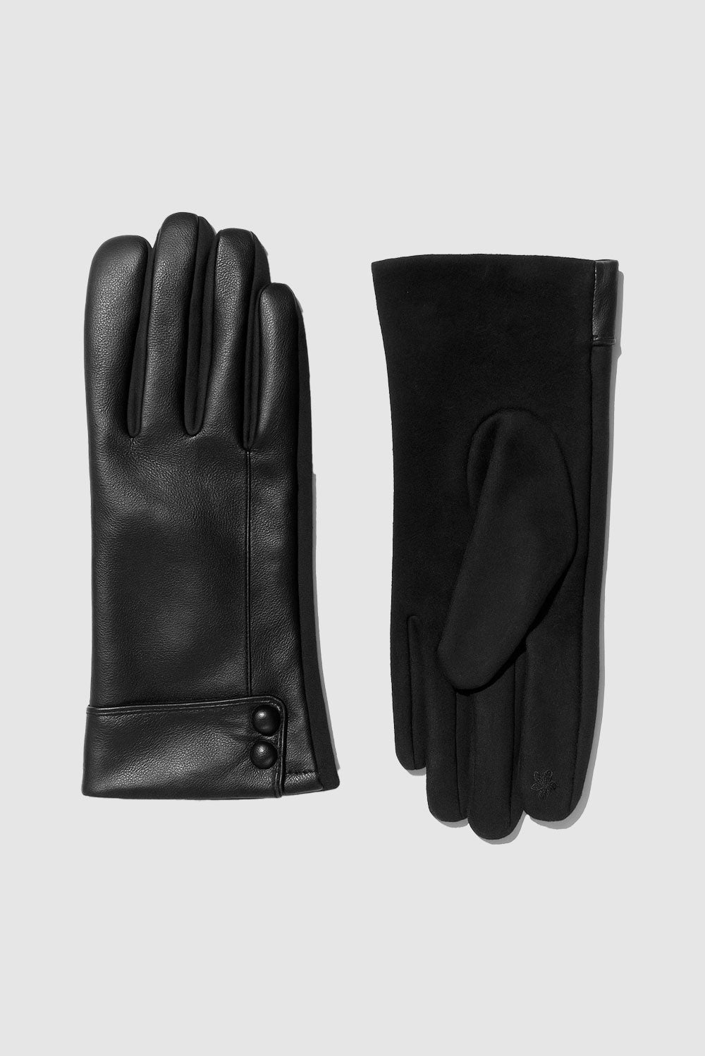 Pleather gloves with two button detail