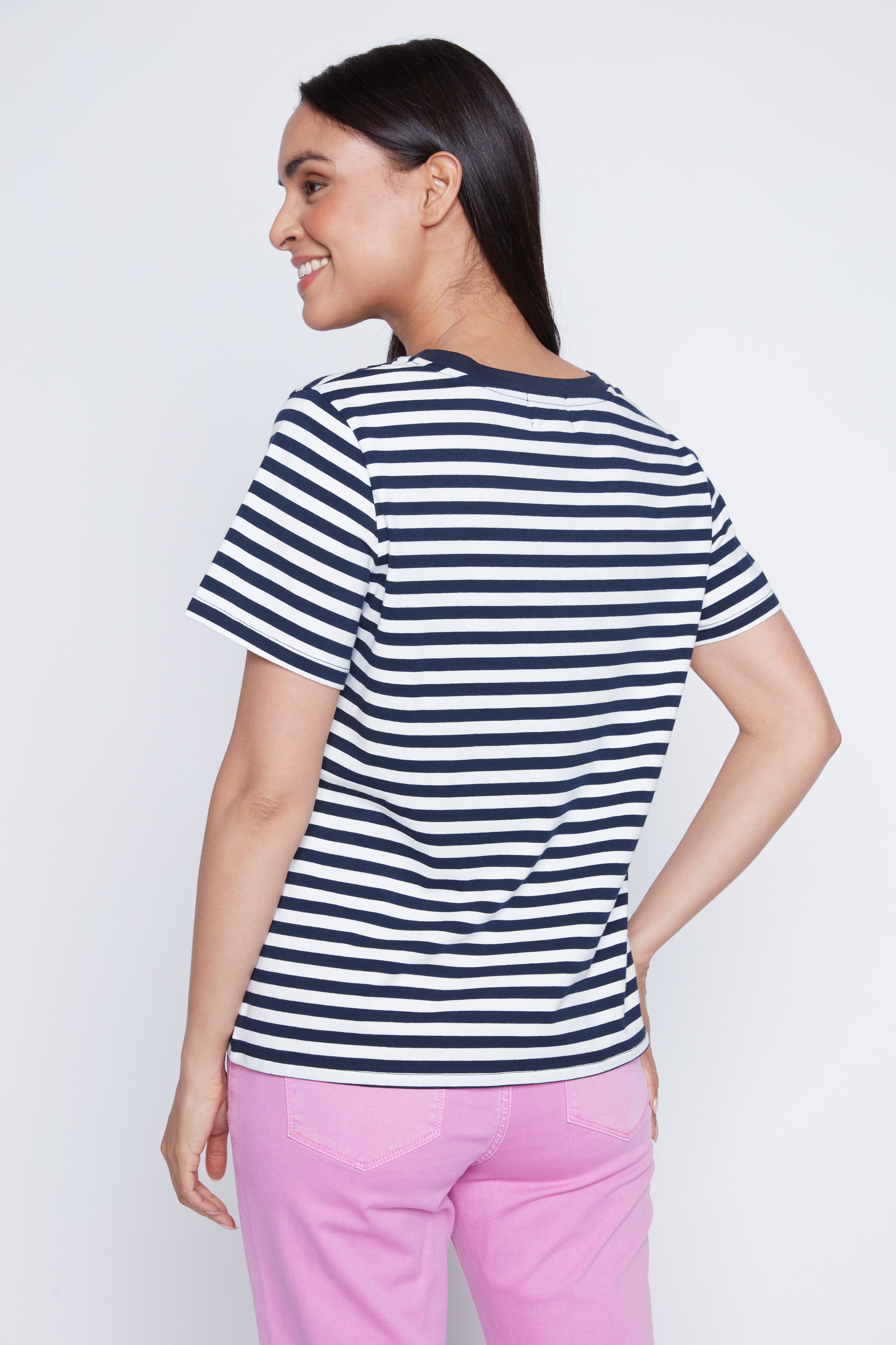 Stripe with embroidery t-shirt
