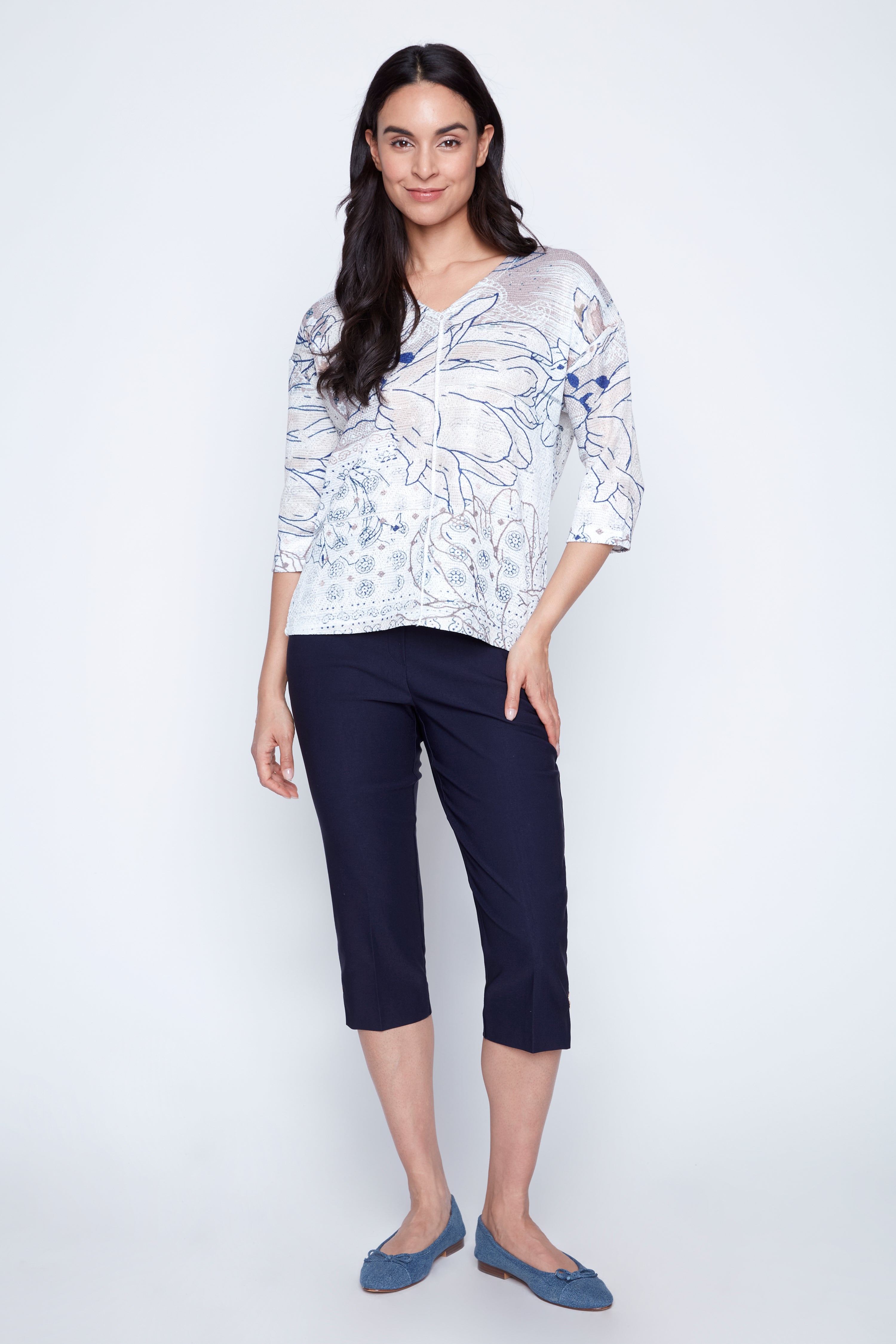 Abstract print knit top