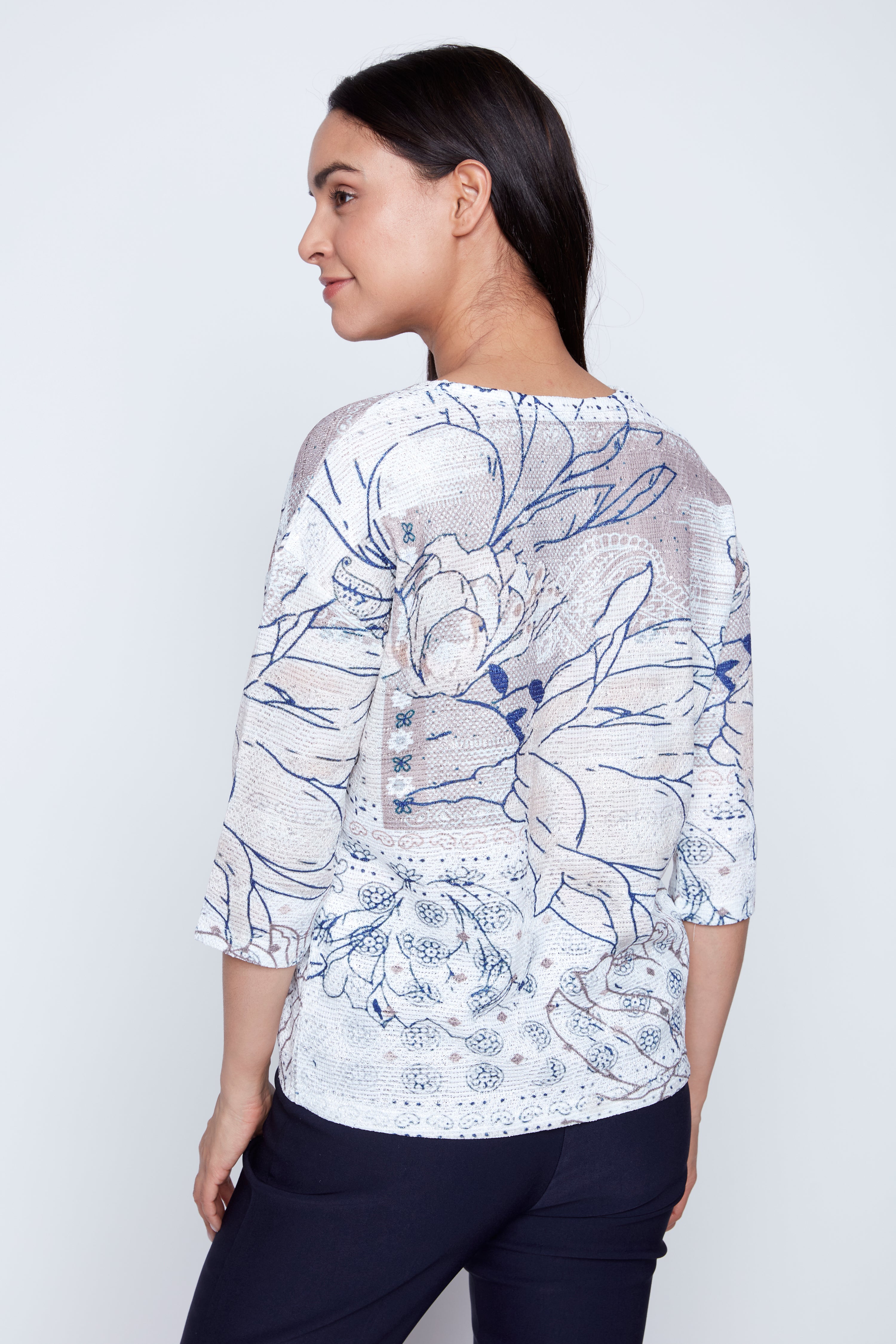 Abstract print knit top