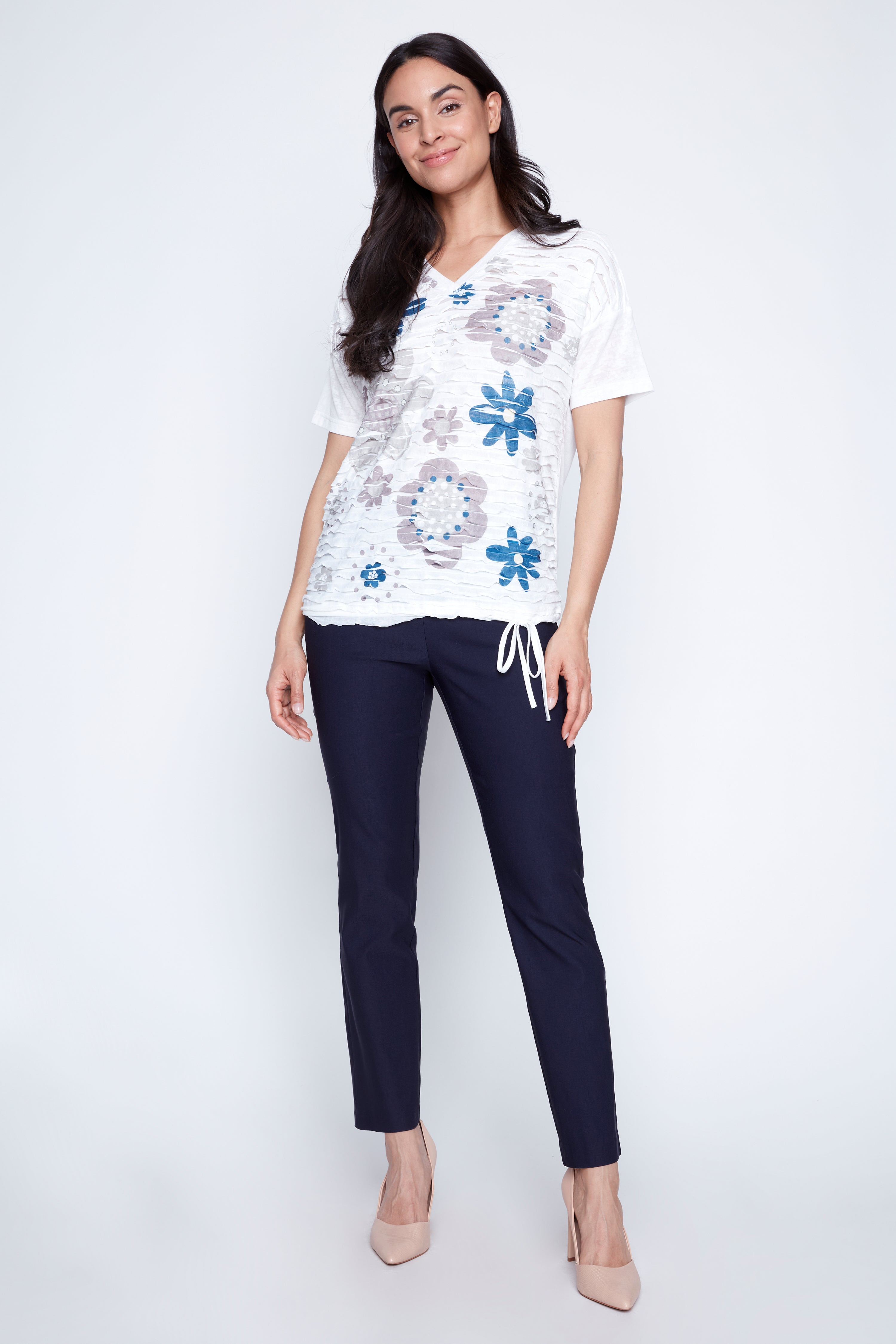 Floral print burn out top