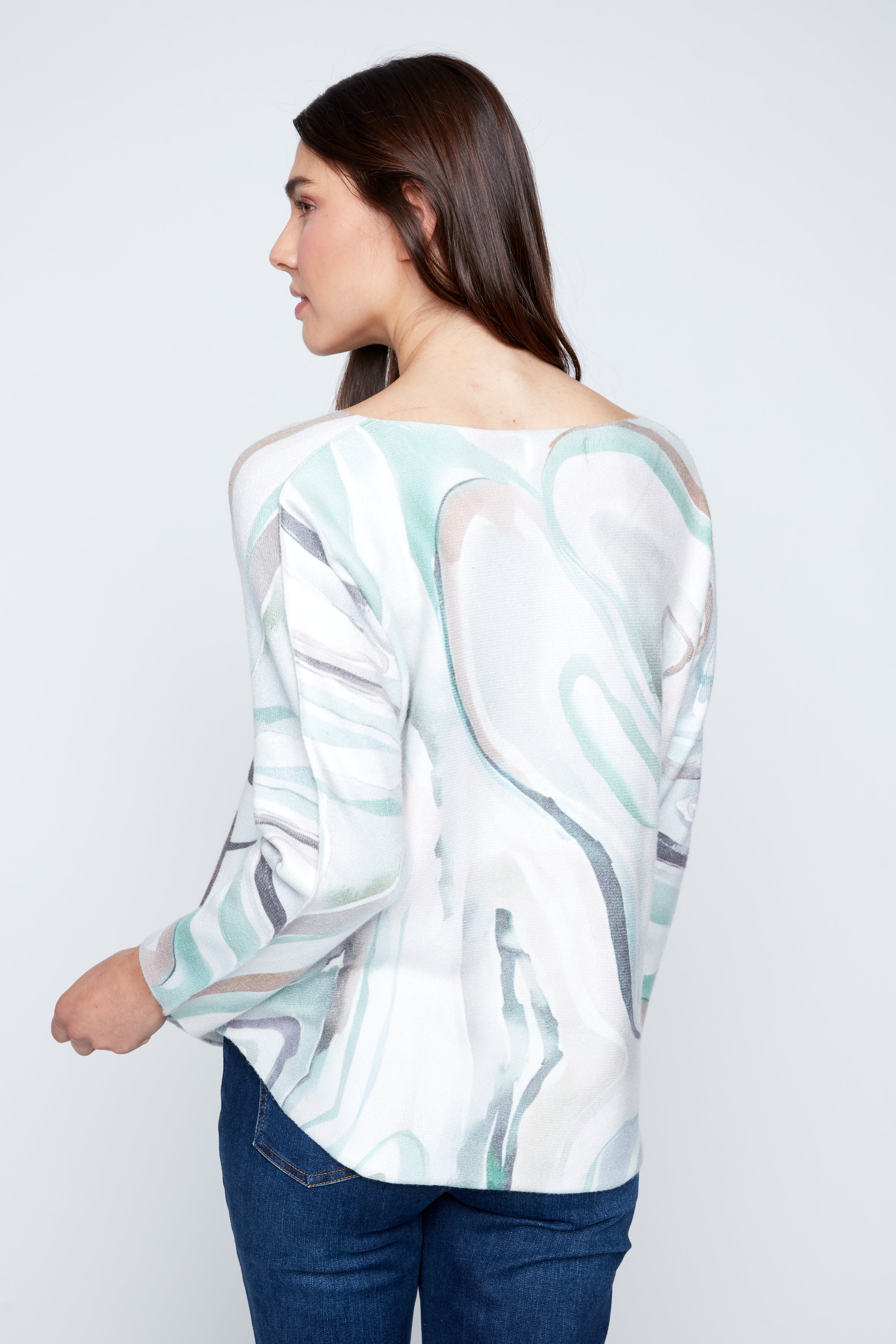 Dolman sleeve picasso print top