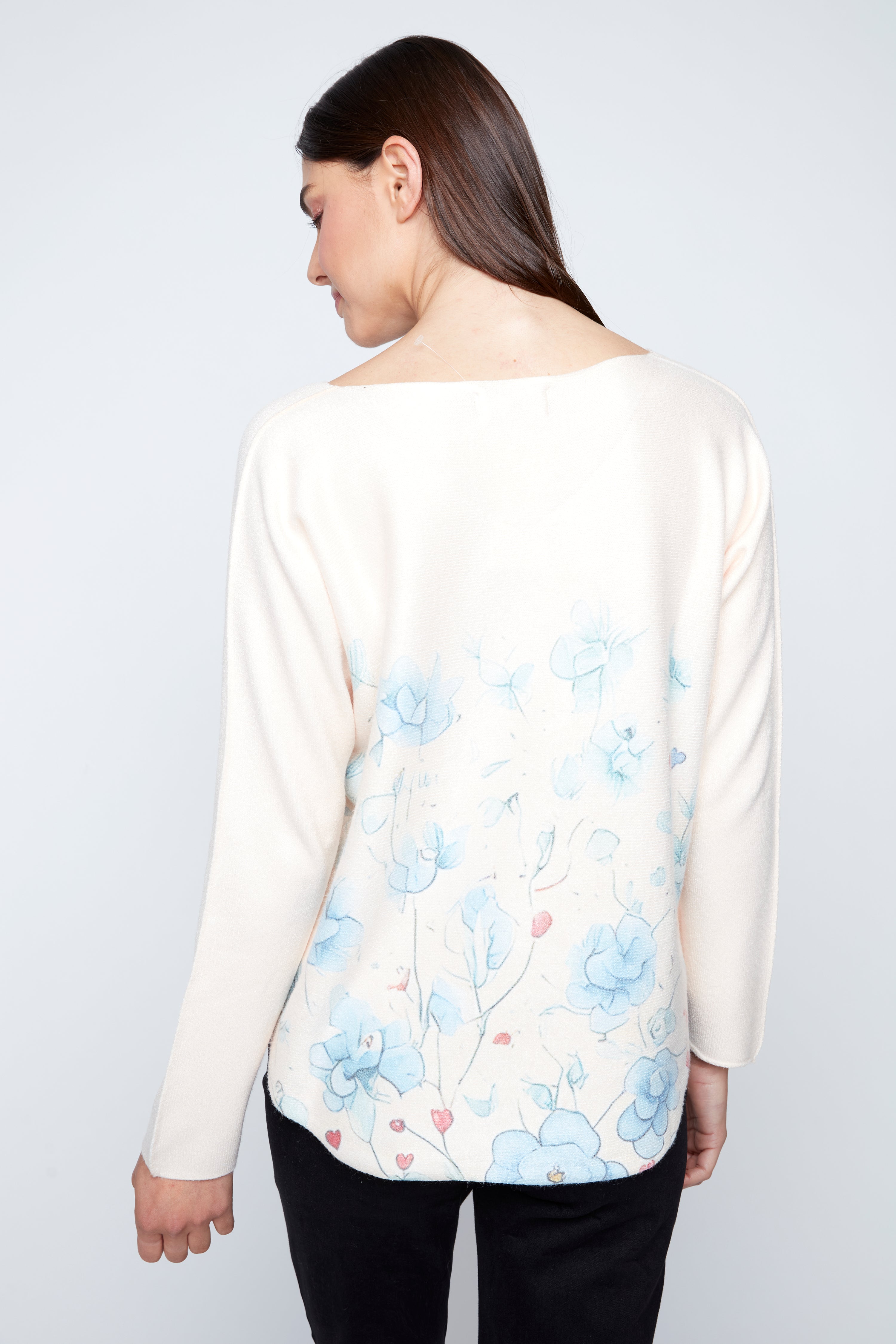 Dolman sleeve two cats print top