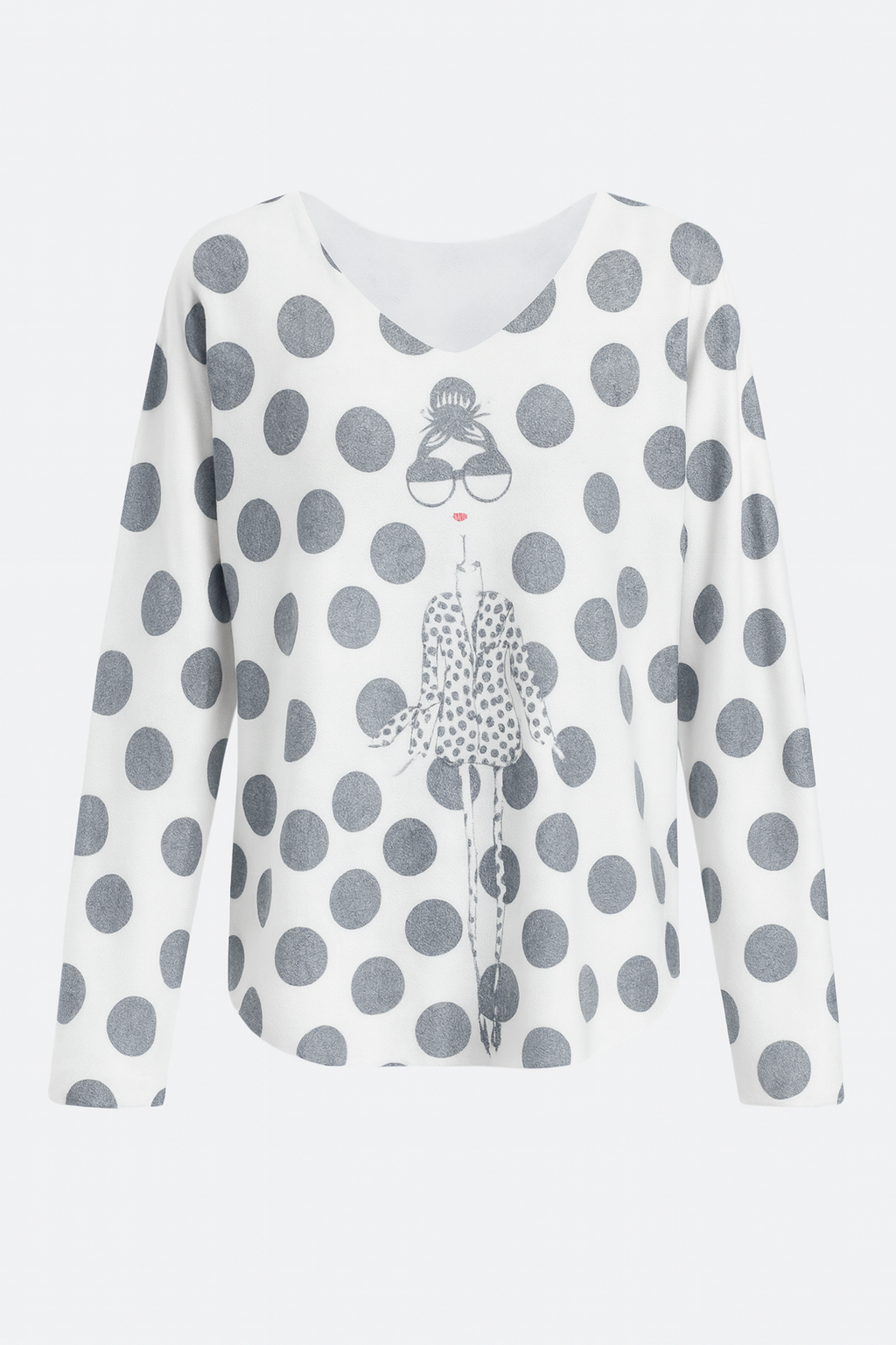 Dolman sleeve dots print top