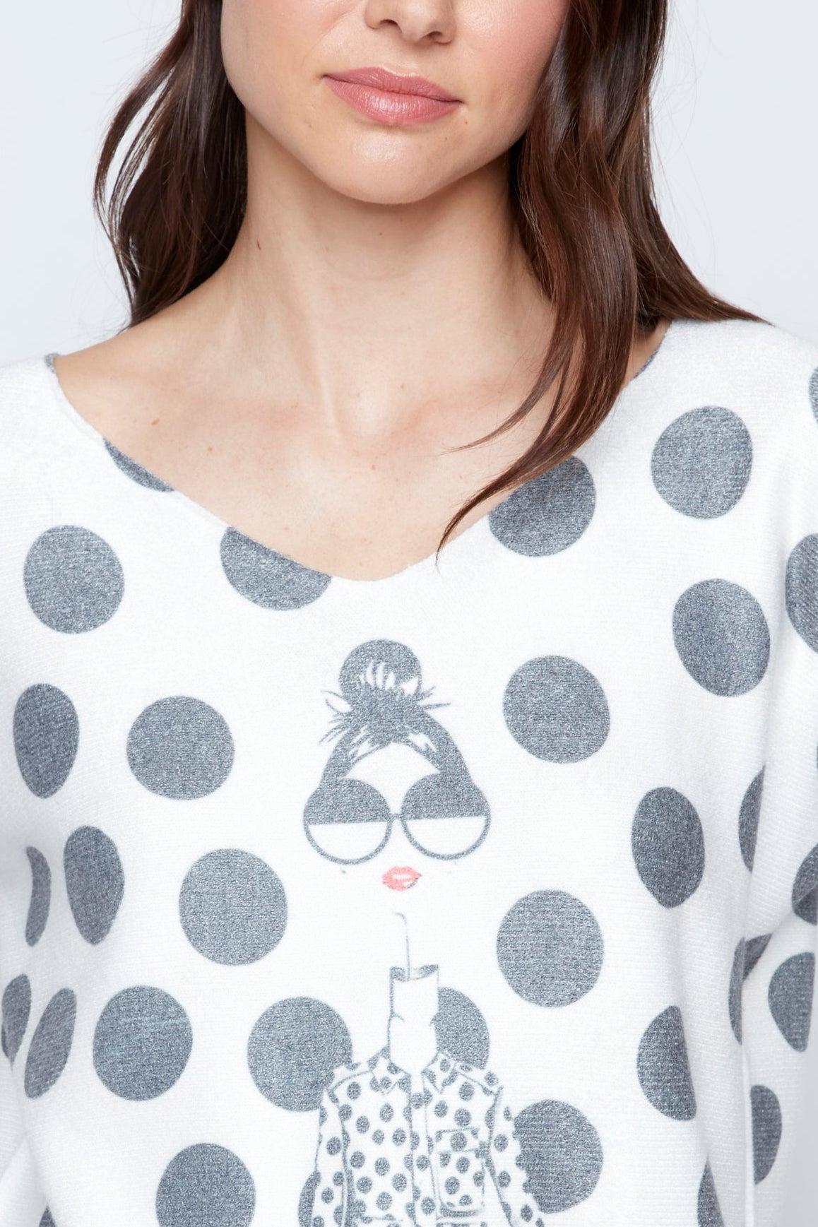 Dolman sleeve dots print top