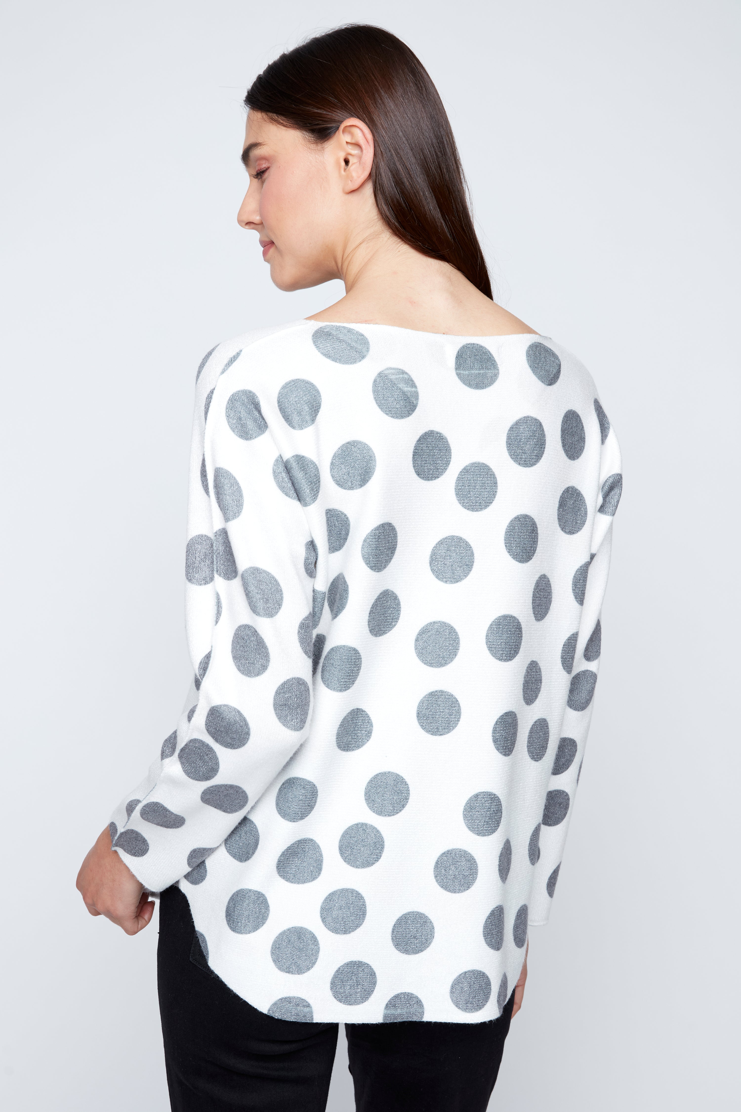 Dolman sleeve dots print top