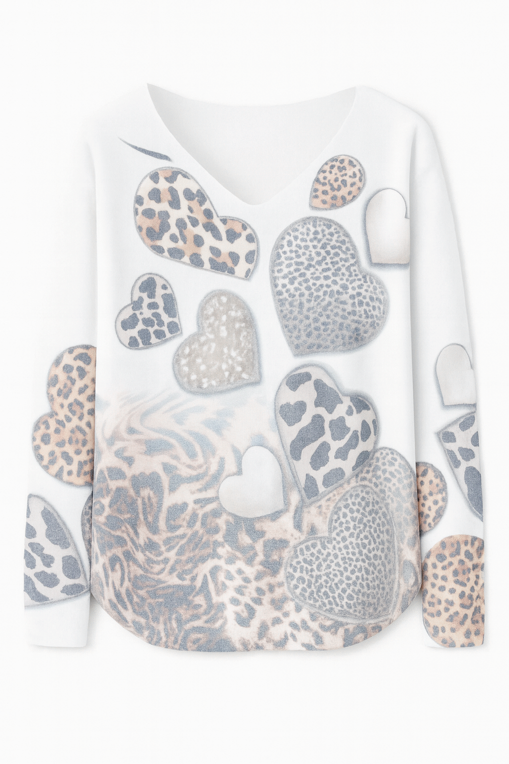 Dolman sleeve animal hearts print top