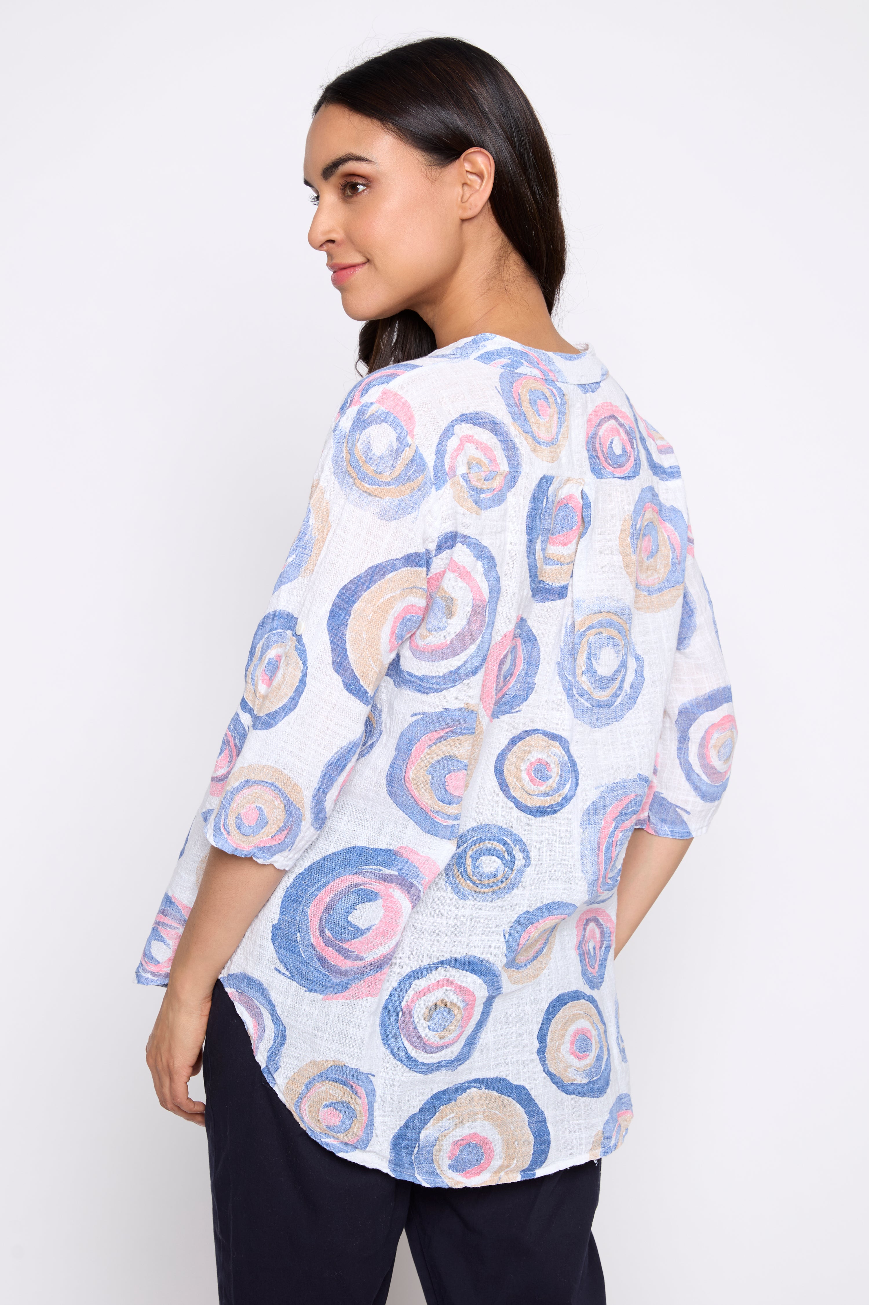Circle print cotton gauze top