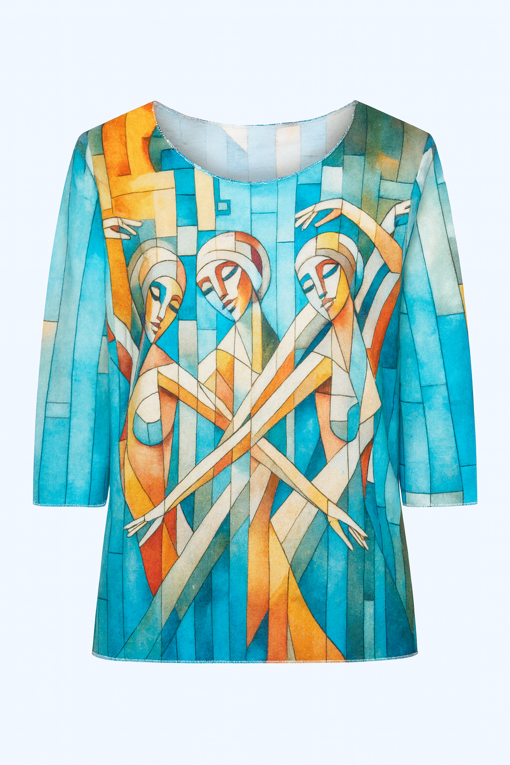 Art deco picasso ladies print knit top