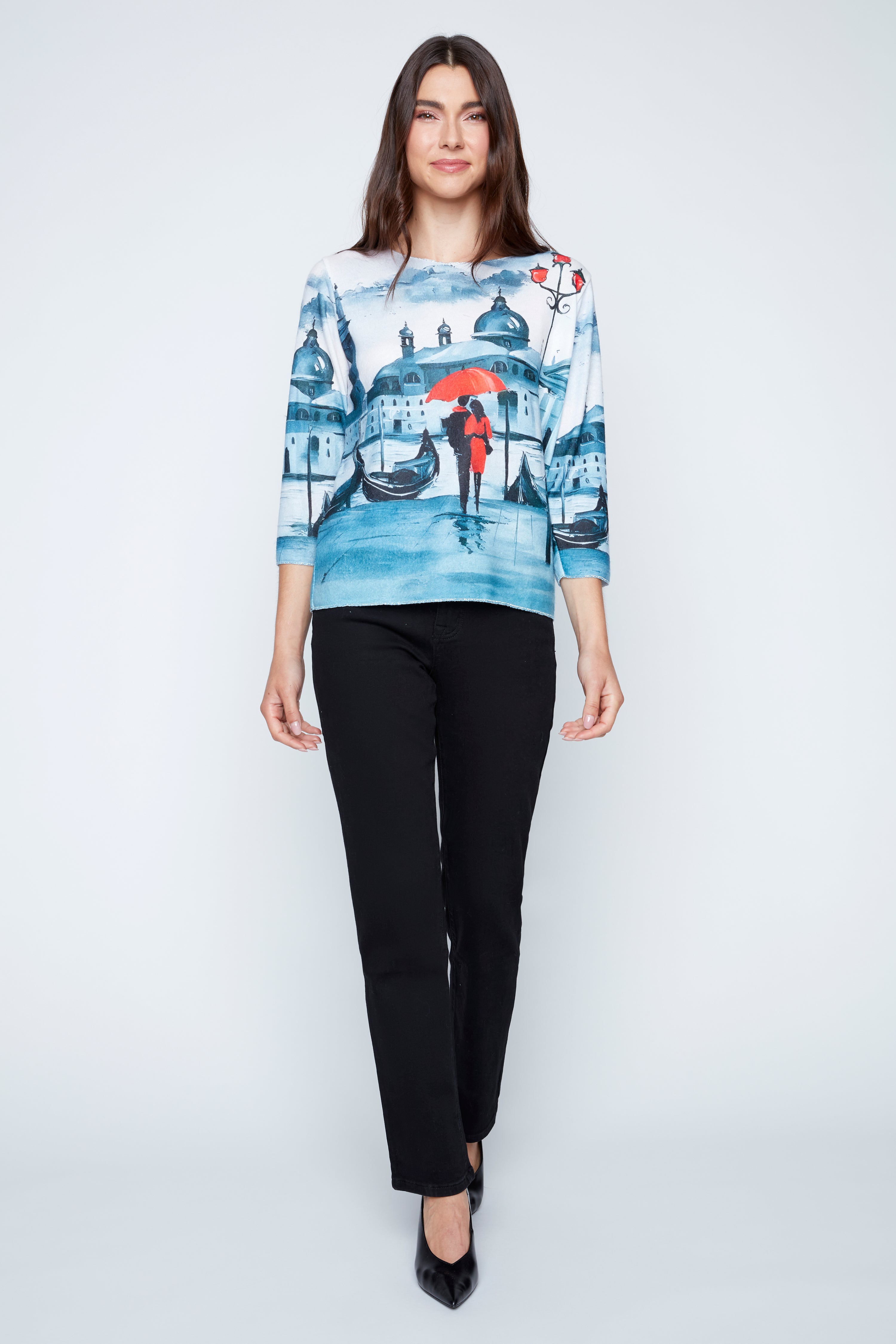 Venice print knit top