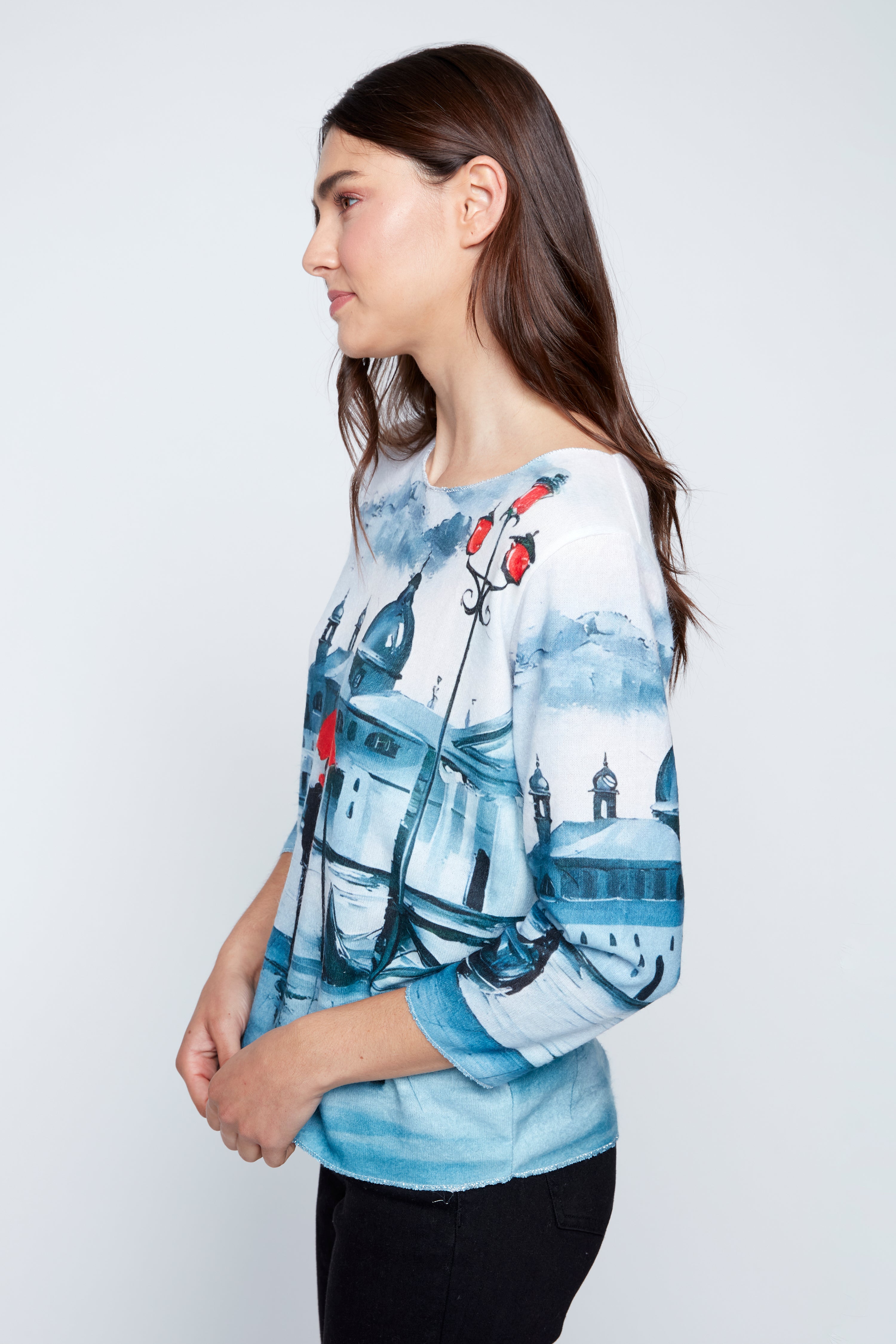 Venice print knit top