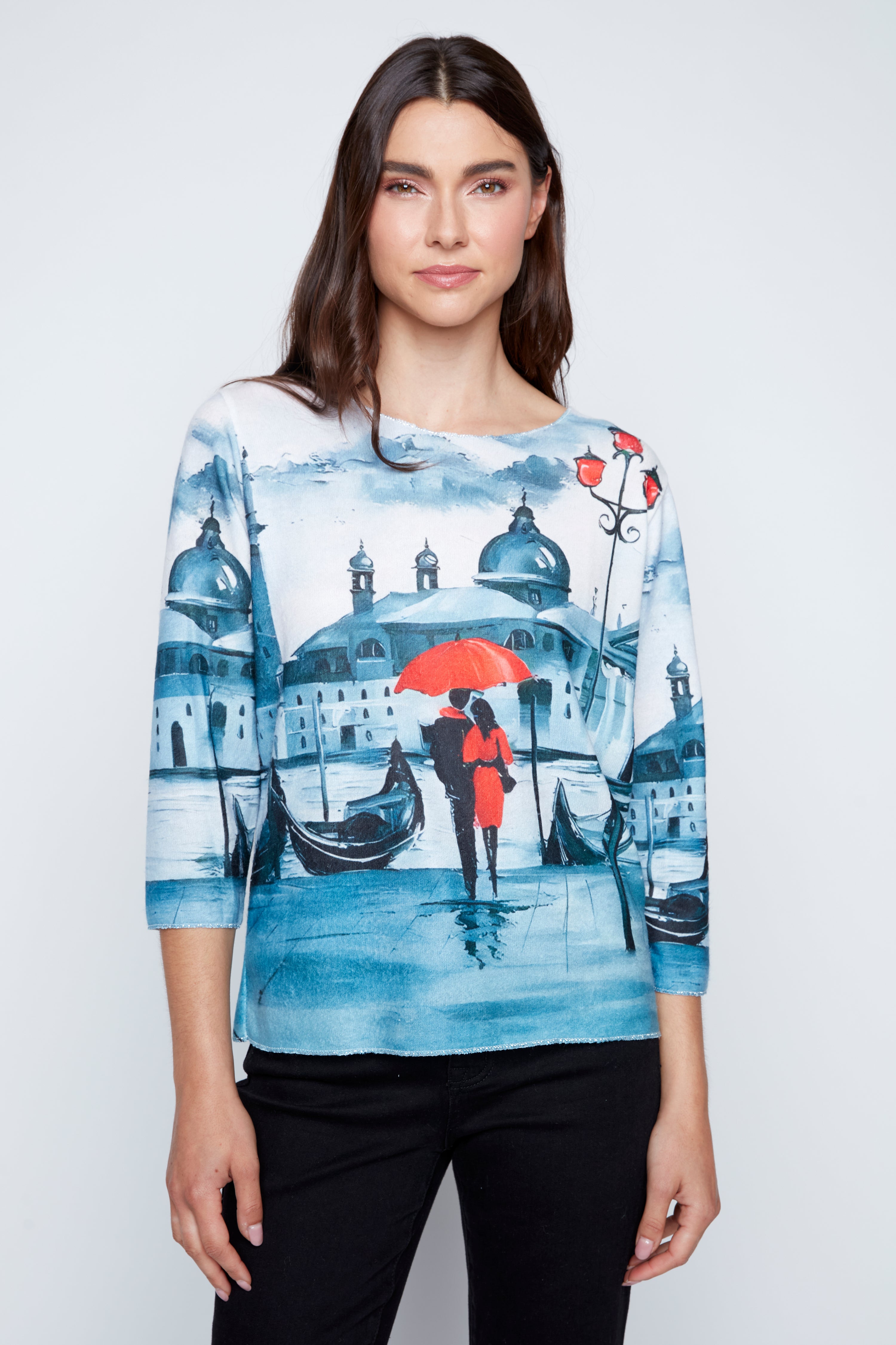 Venice print knit top