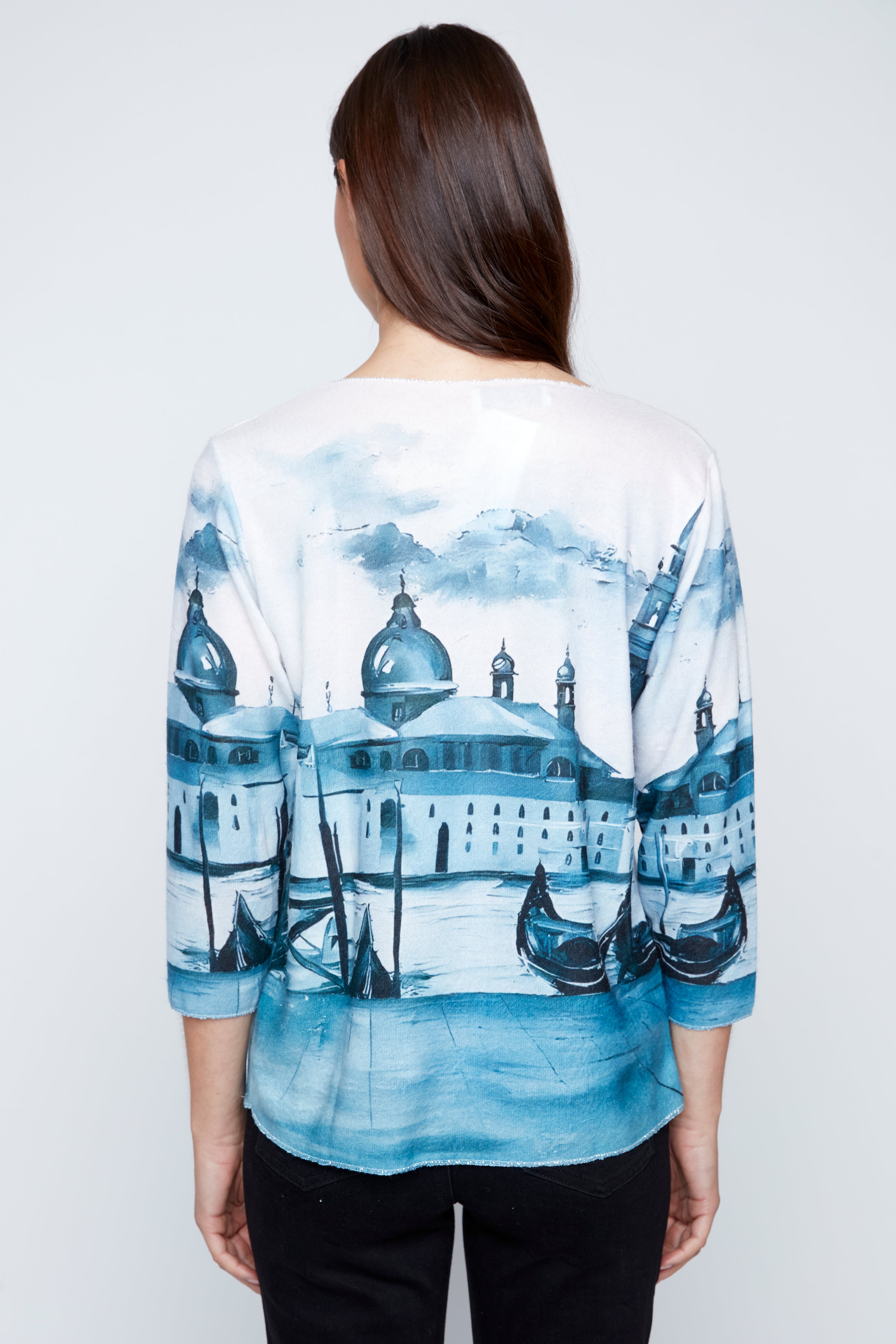 Venice print knit top