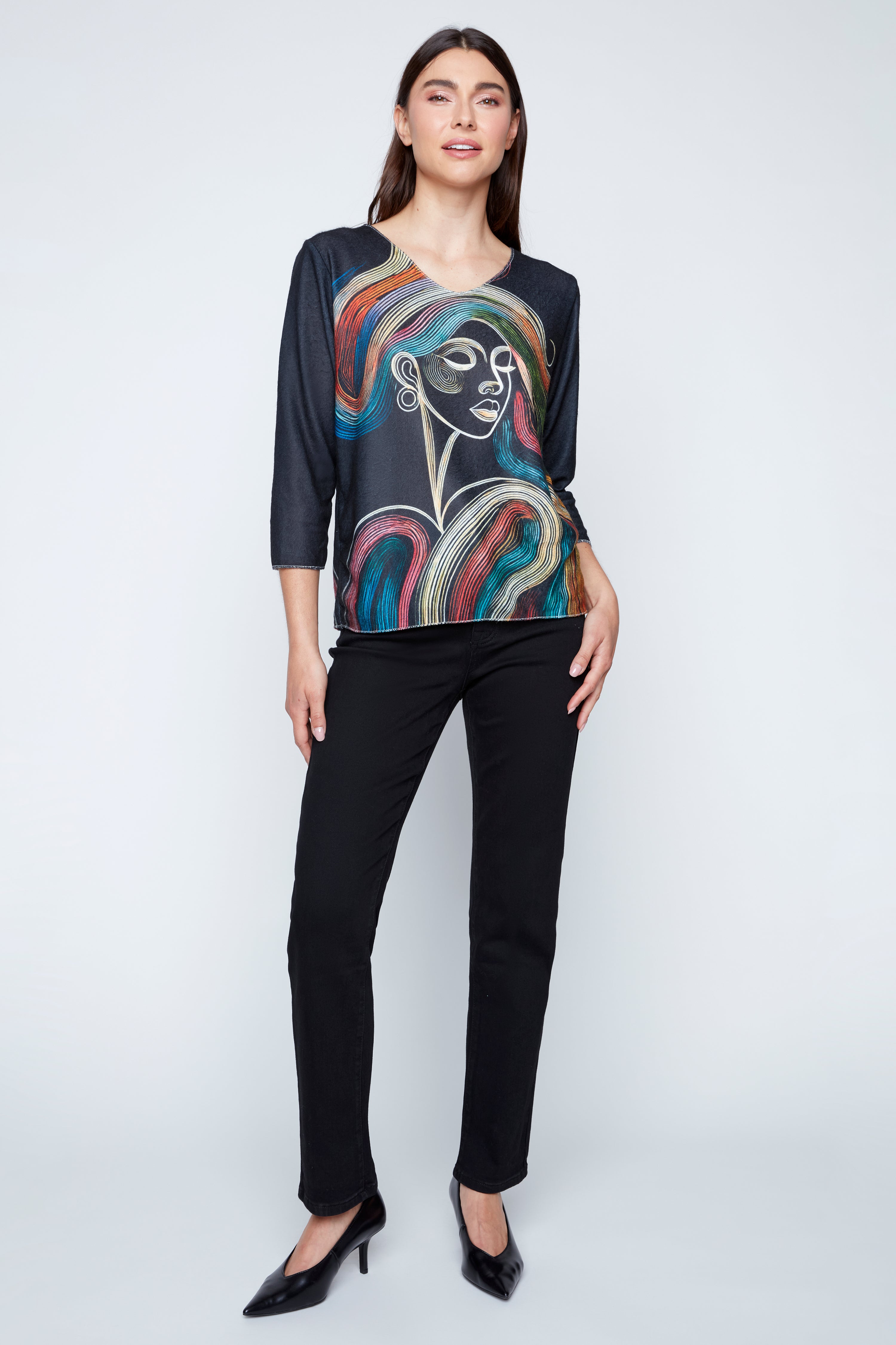 Radiant lines muse print knit sweater