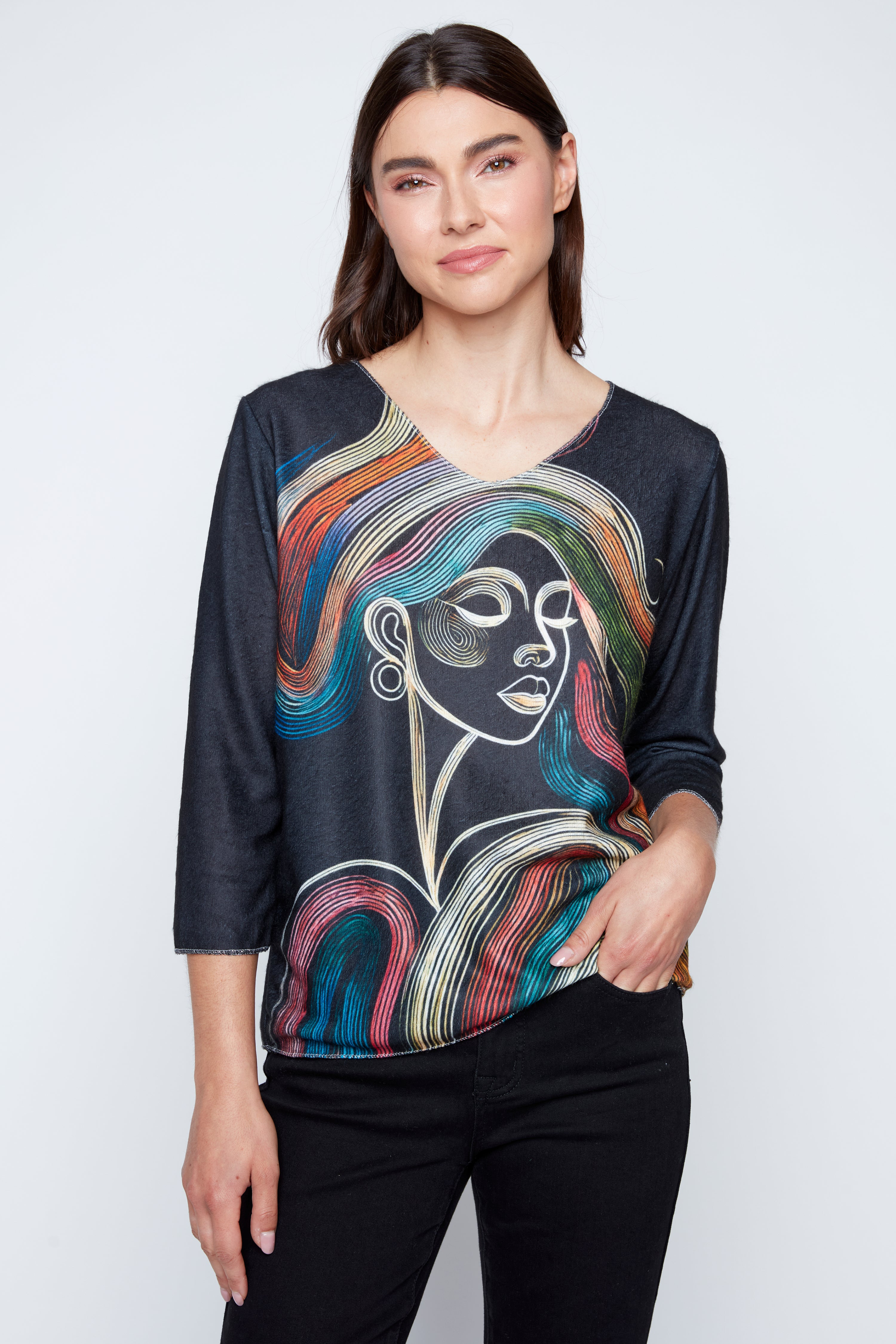 Radiant lines muse print knit sweater