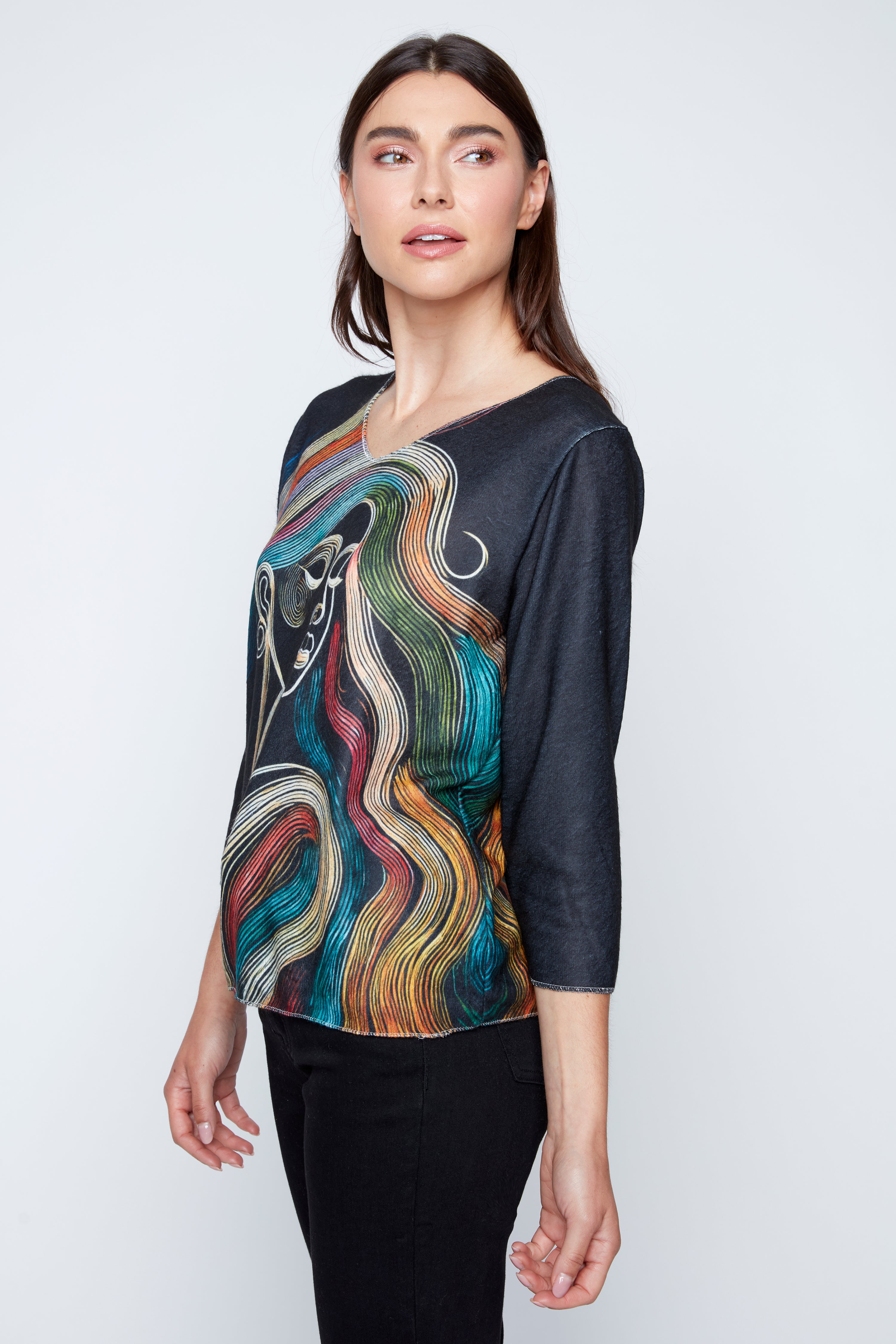 Radiant lines muse print knit sweater