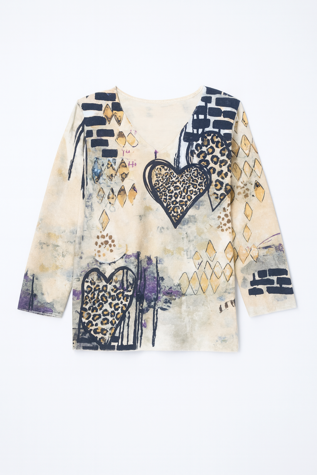 Wild hearts print knit sweater