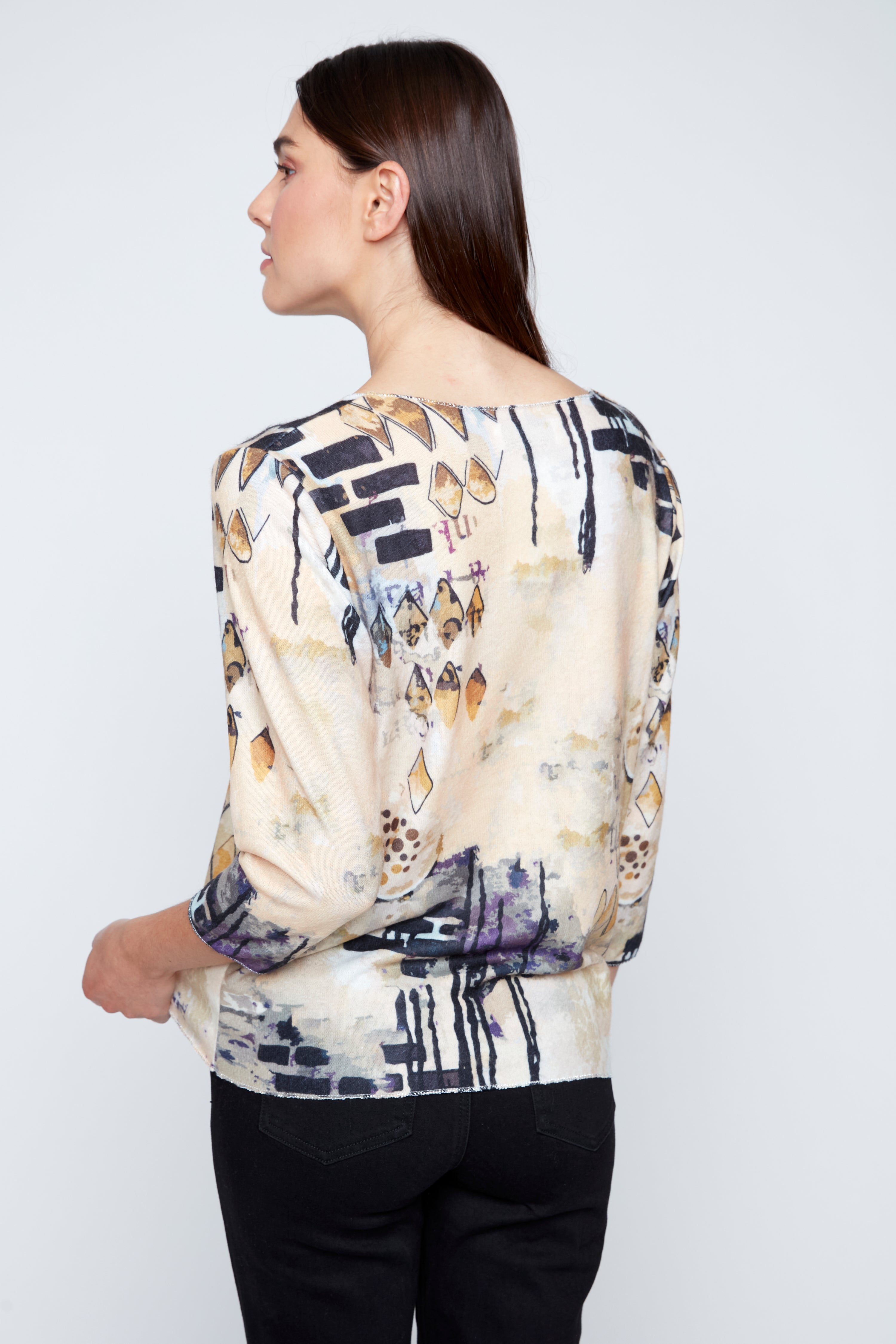Wild hearts print knit sweater