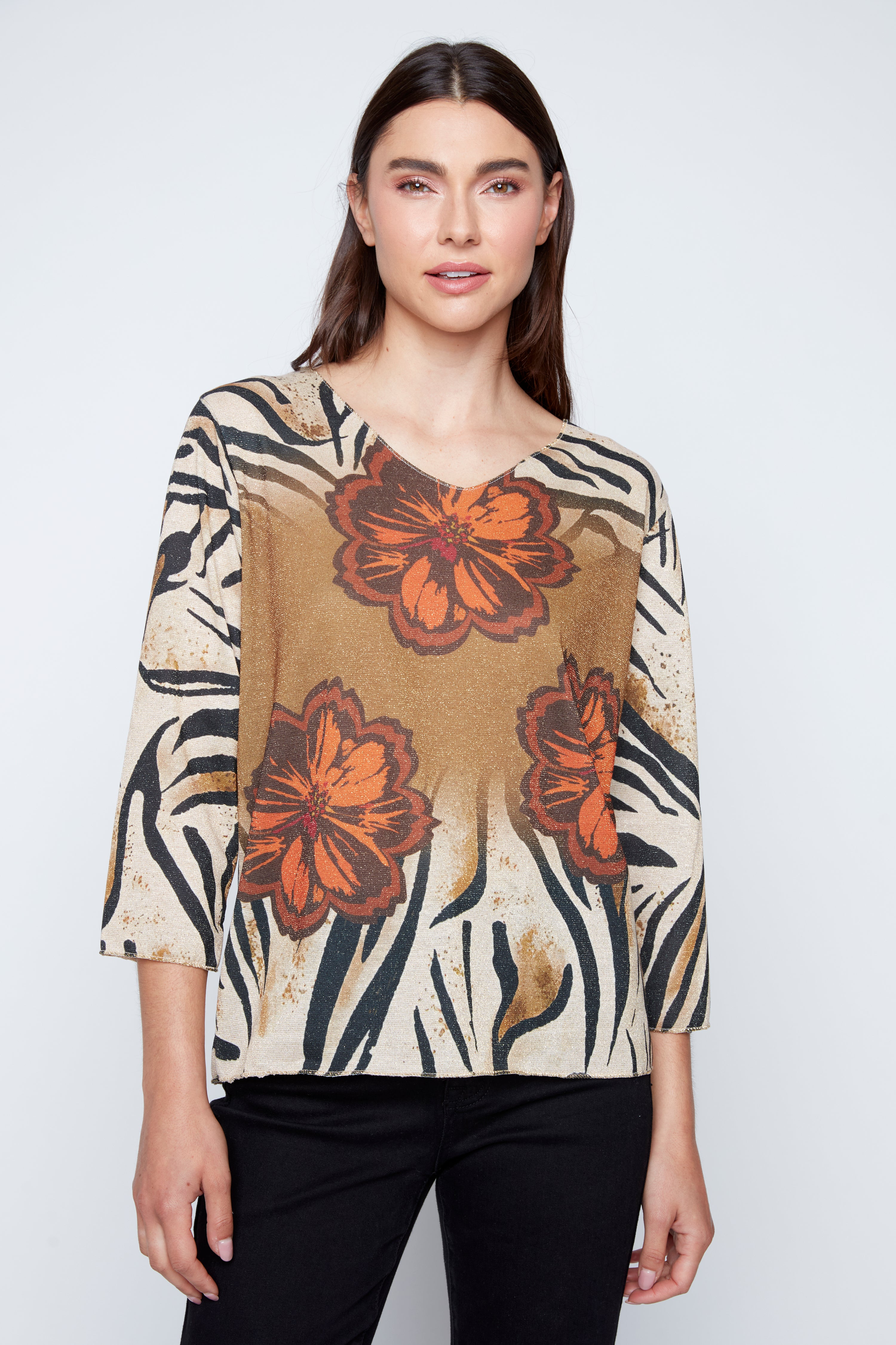 Le pull à imprimé zèbre fleuri