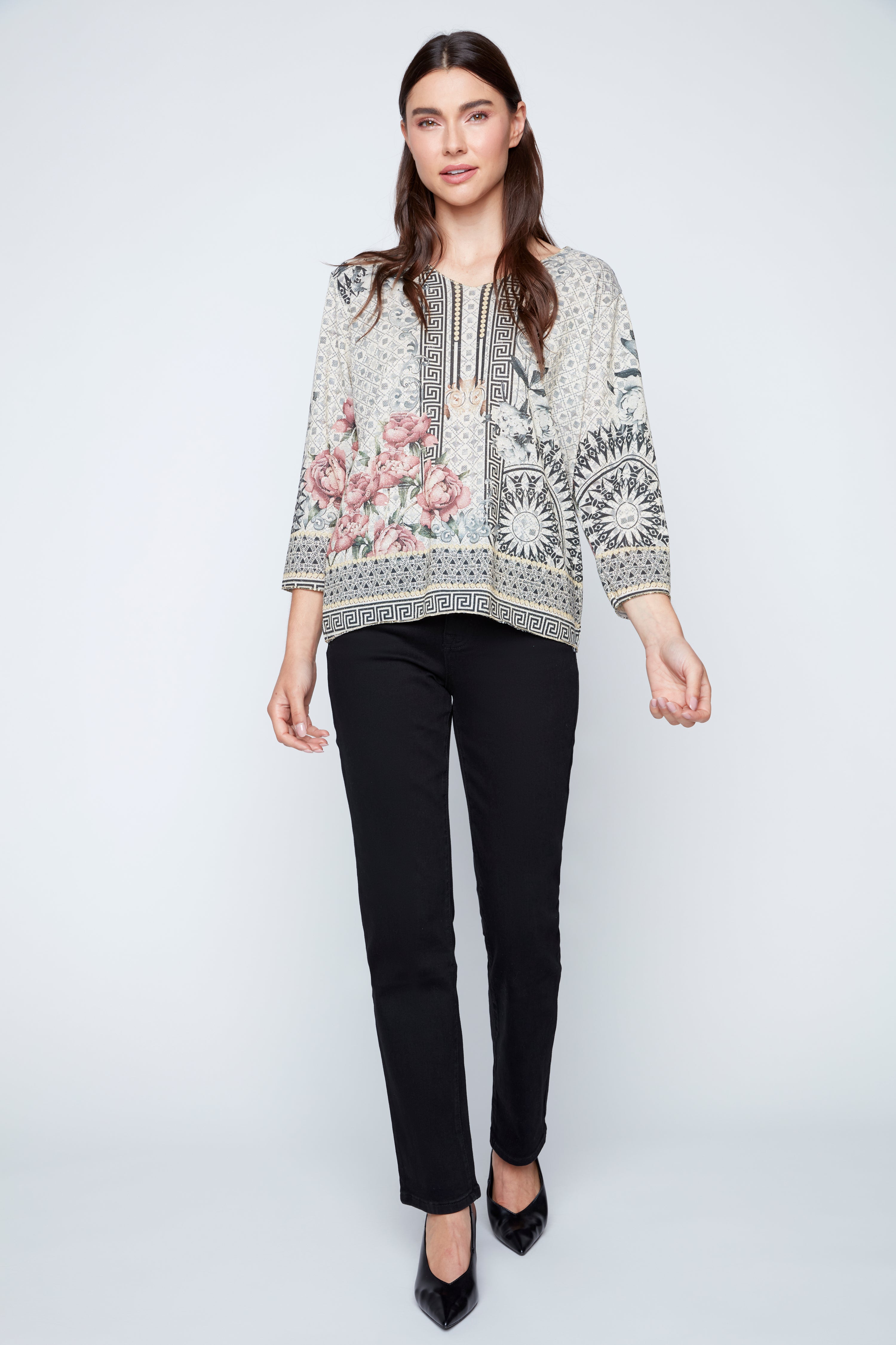 Grecian rose mosaic print sweater