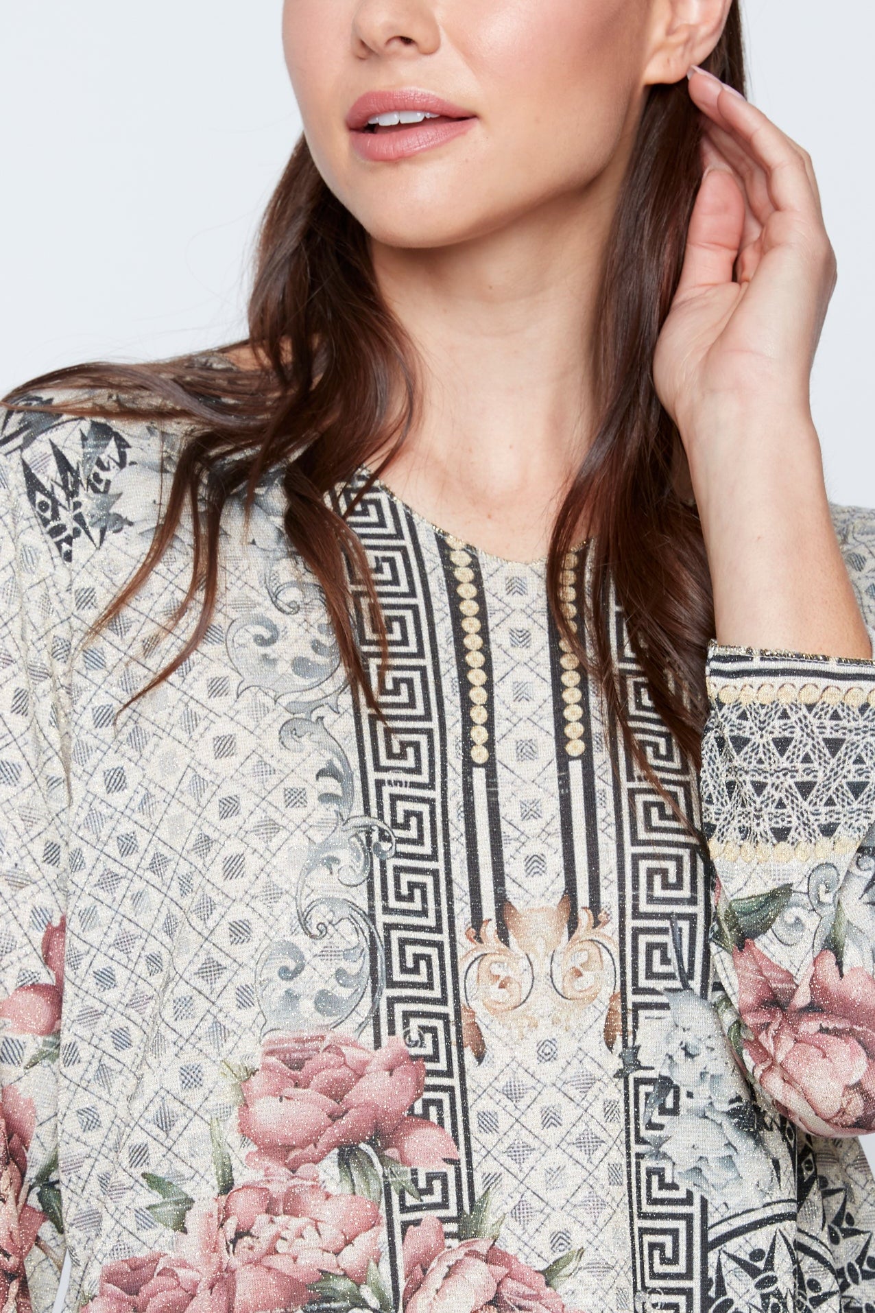 Grecian rose mosaic print sweater