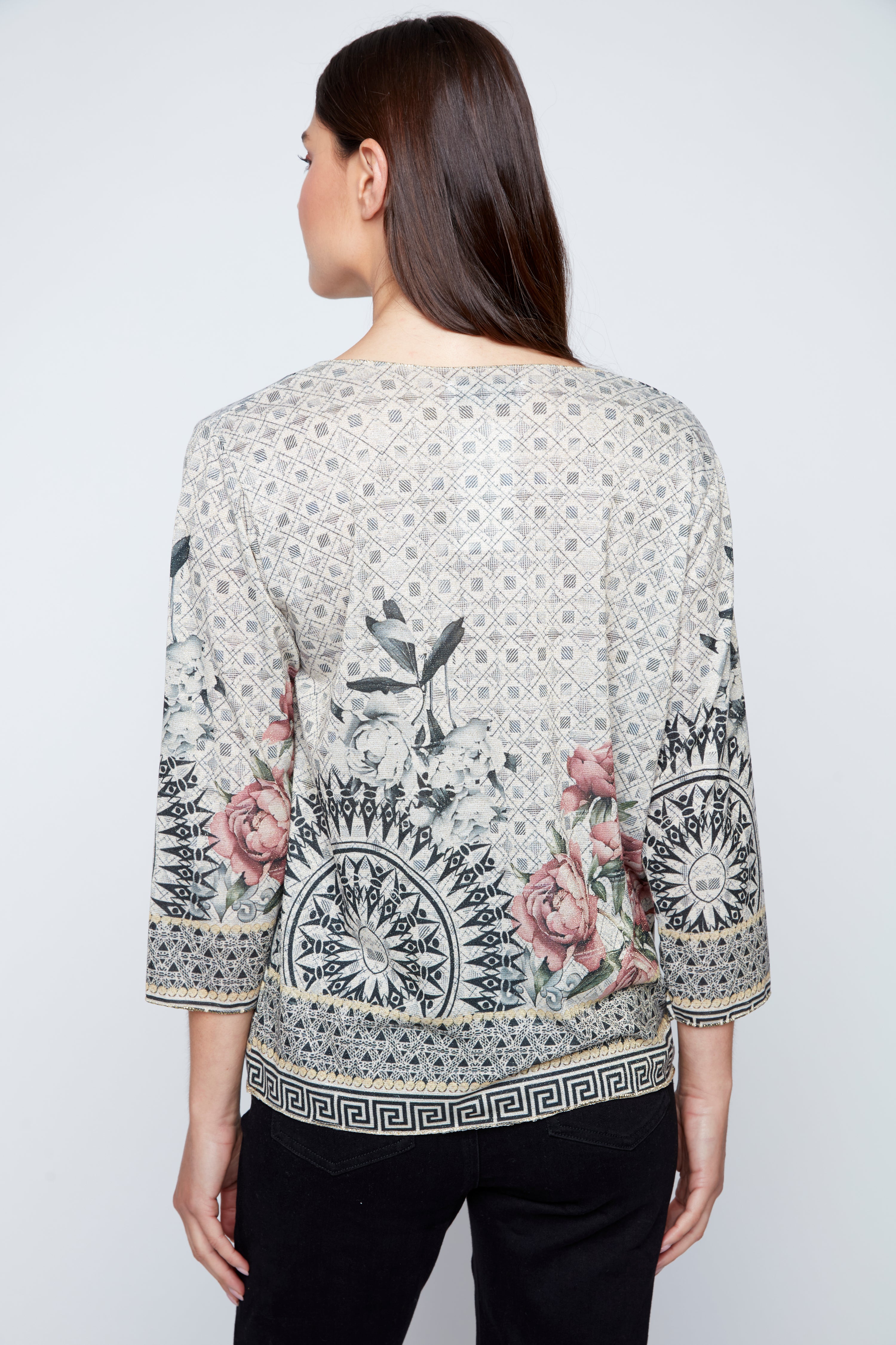 Grecian rose mosaic print sweater