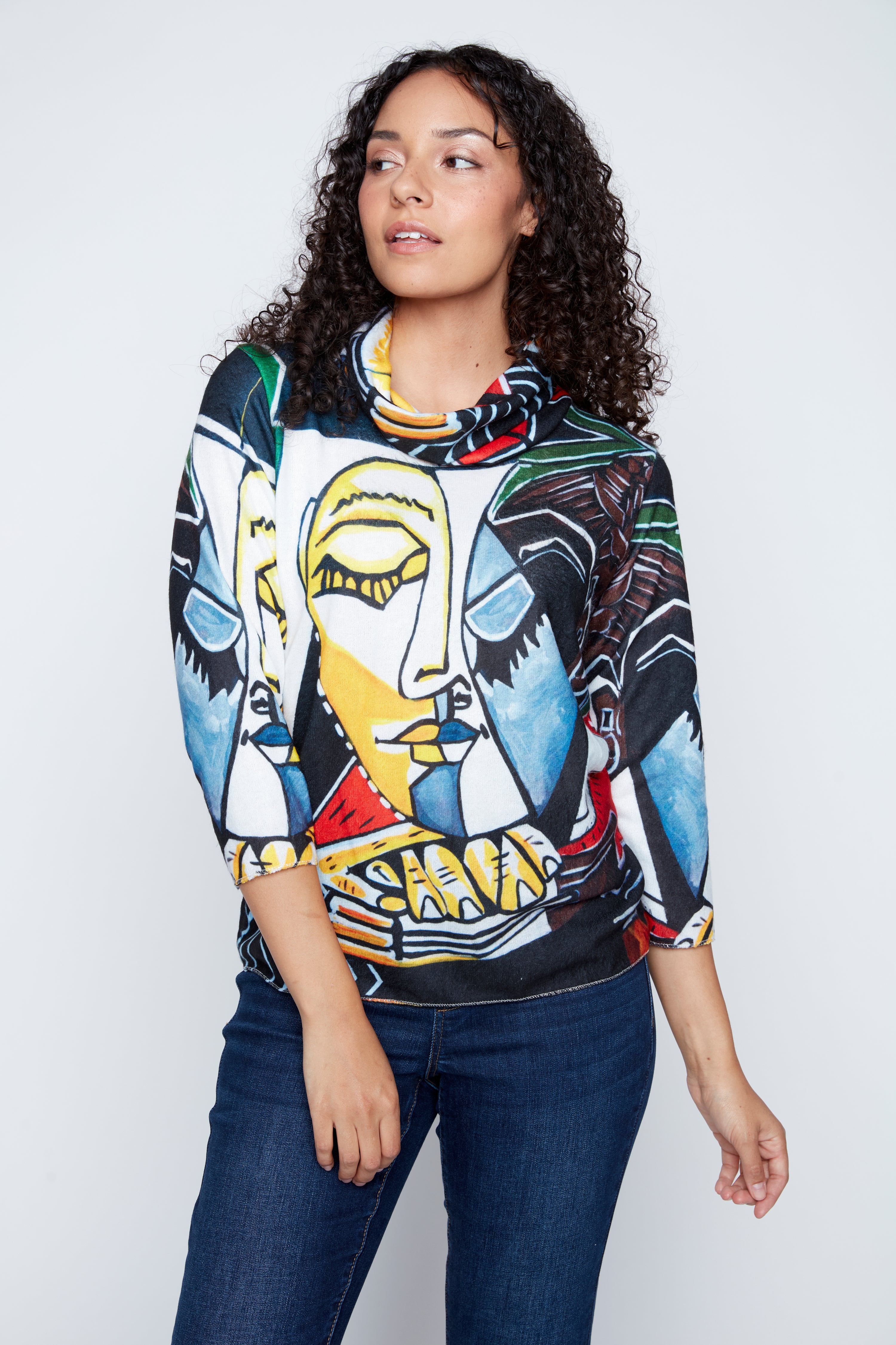 Abstract muse V-neck sweater