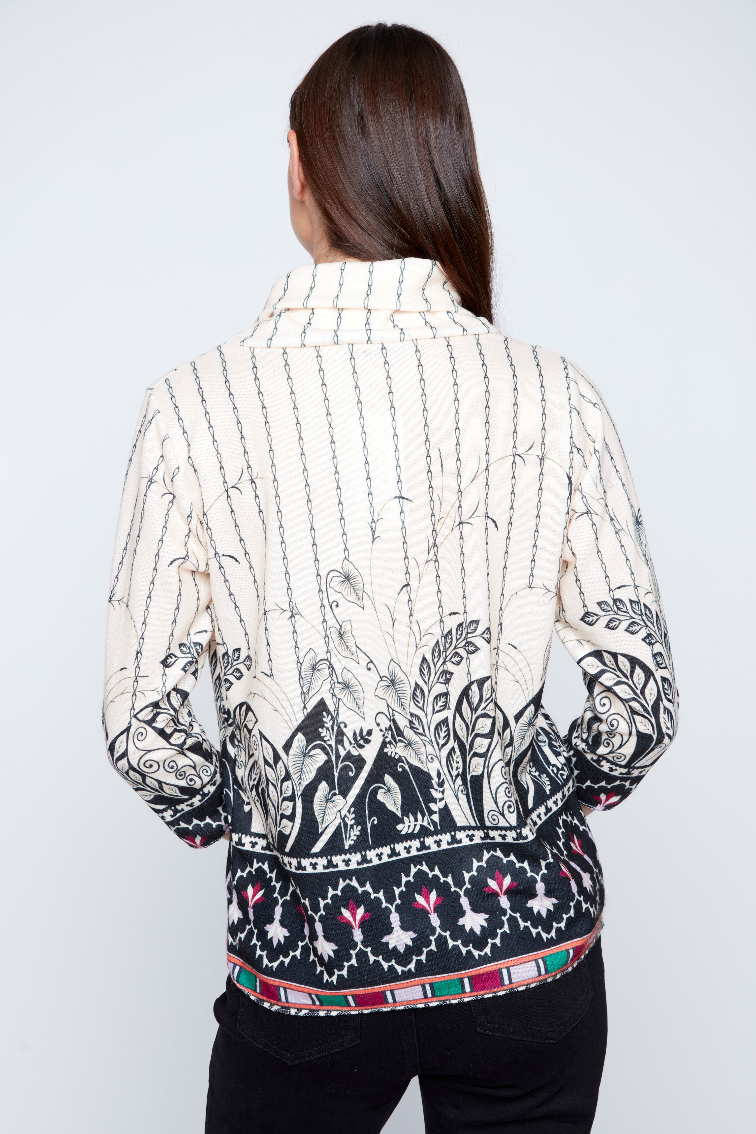 Botanical border elegance print sweater