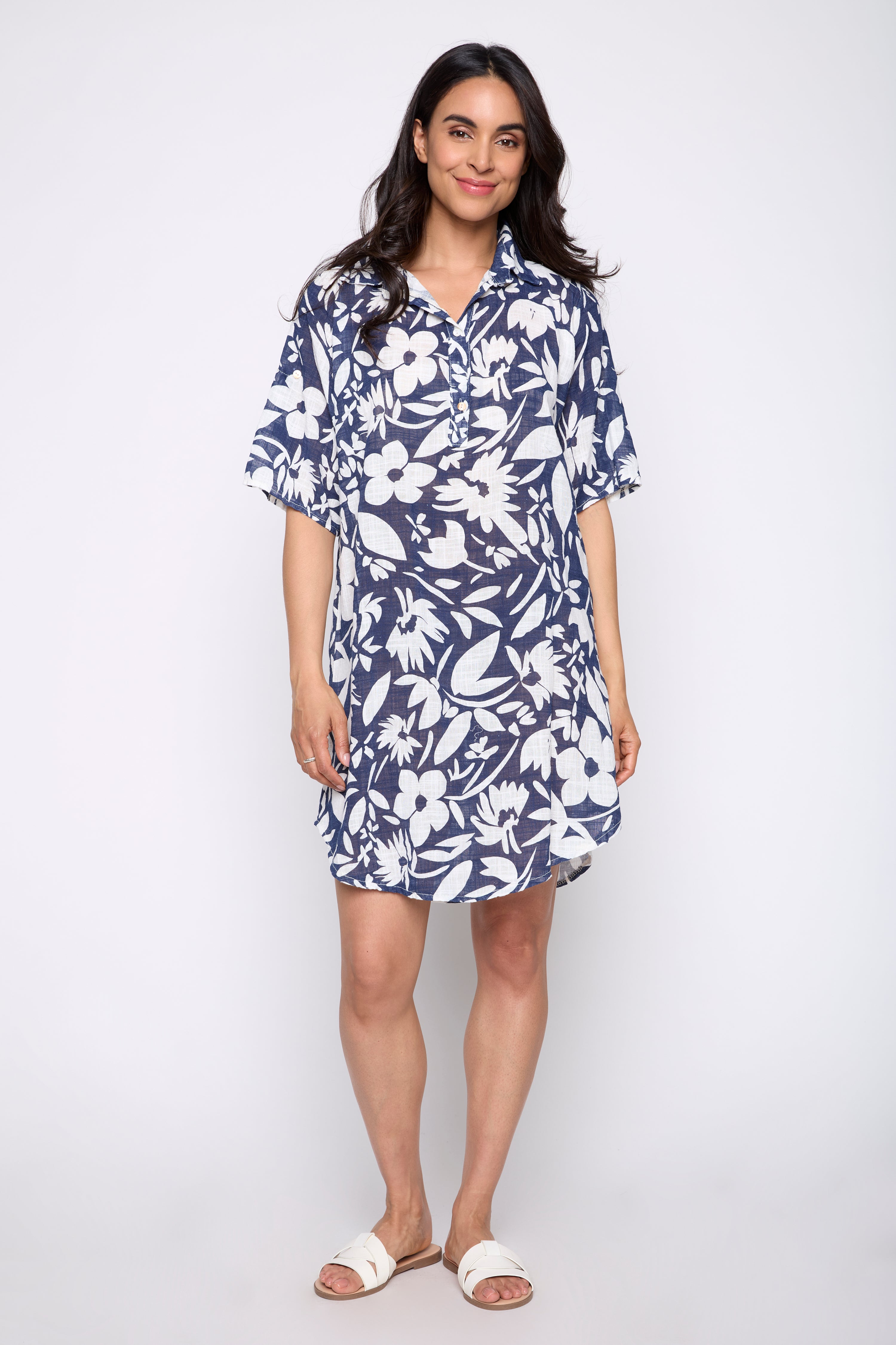 La robe en gaze de coton à imprimé floral