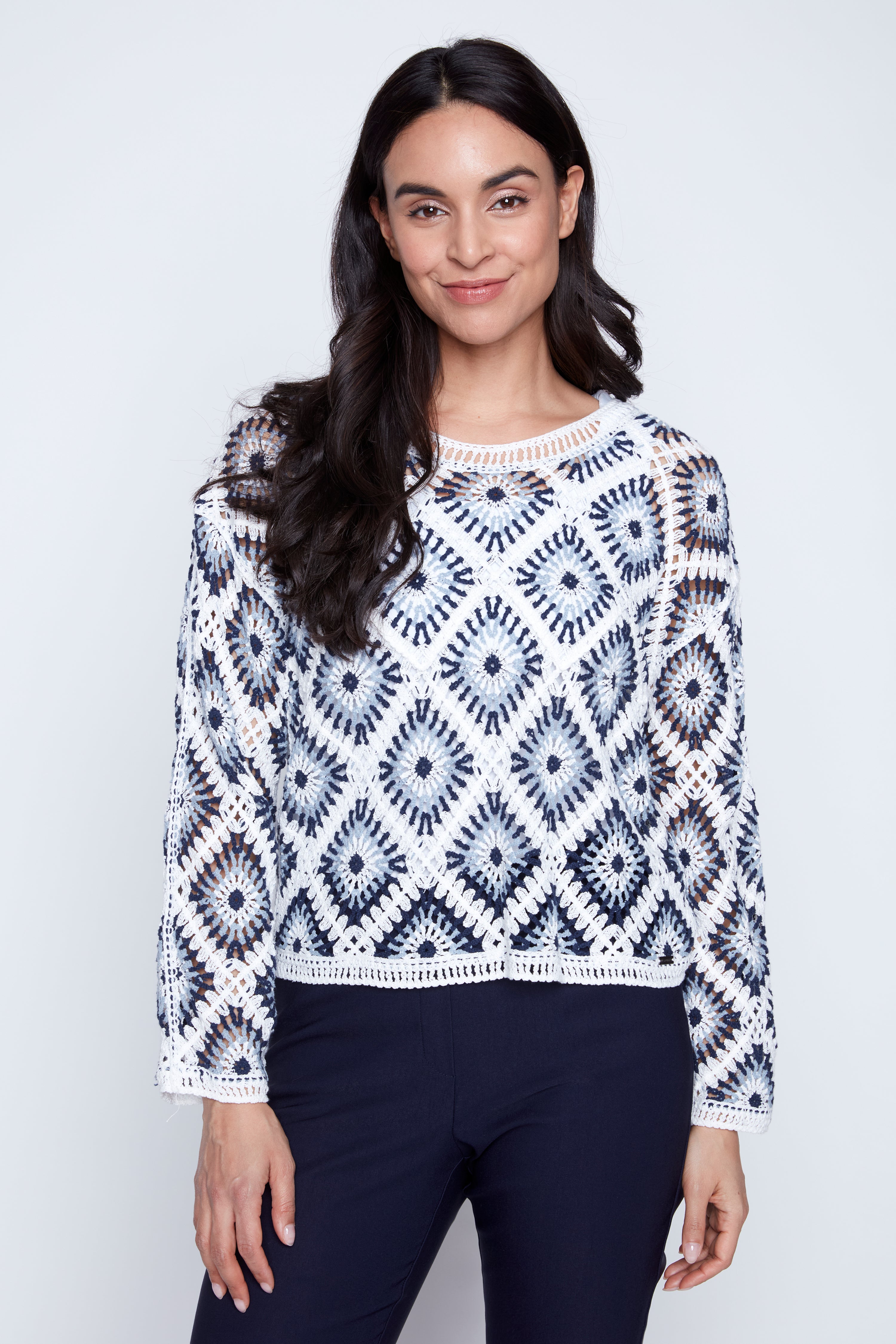 Diamond pattern crochet sweater