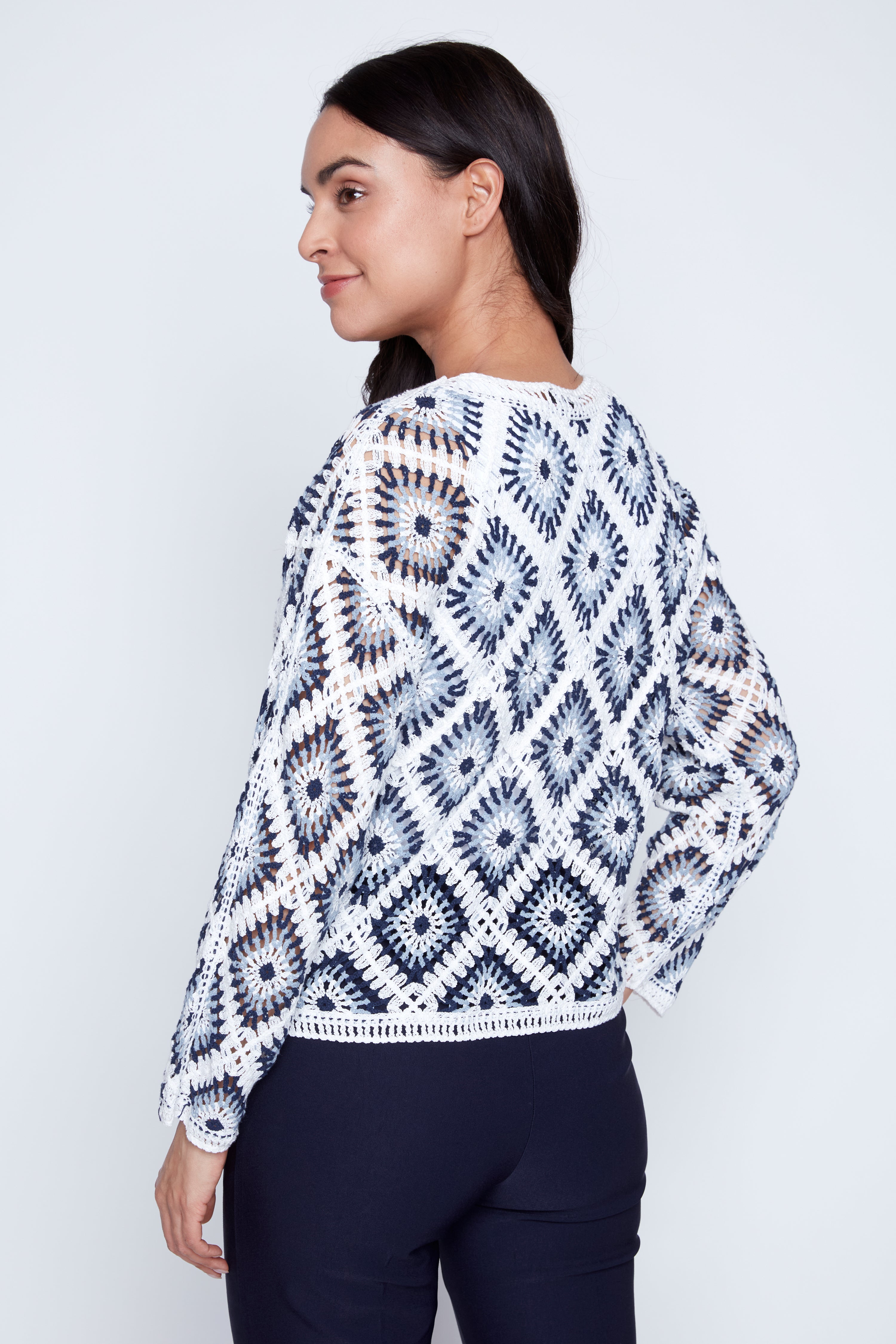 Diamond pattern crochet sweater
