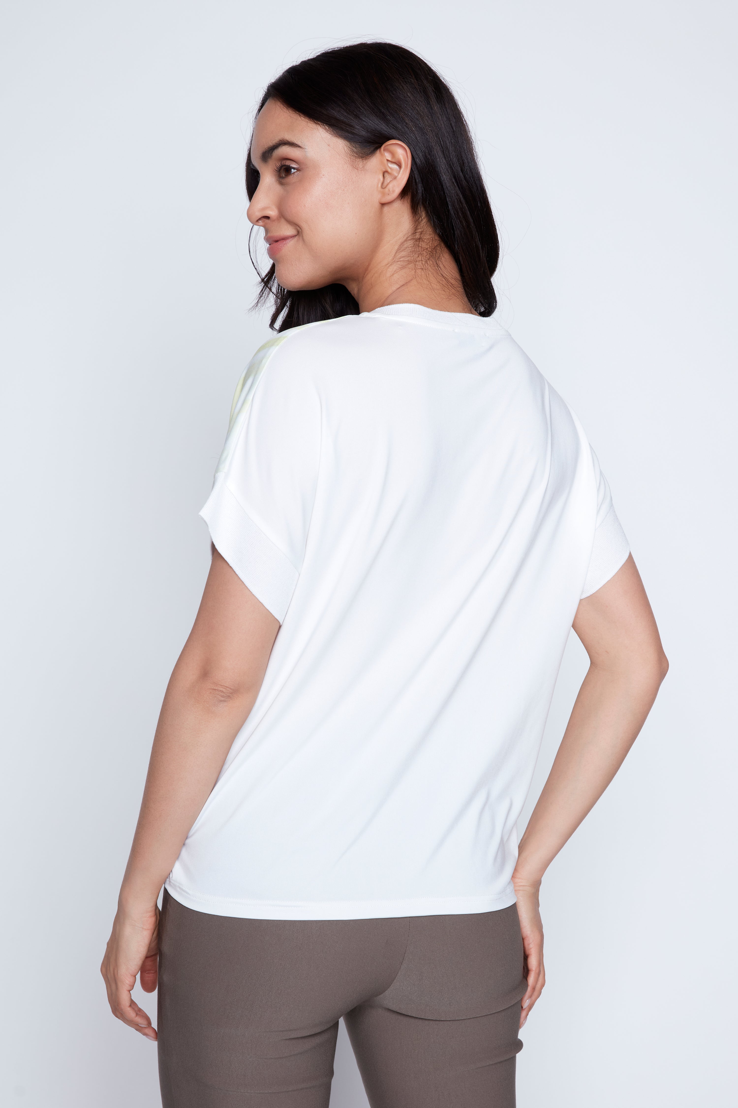 Shirring front printed top