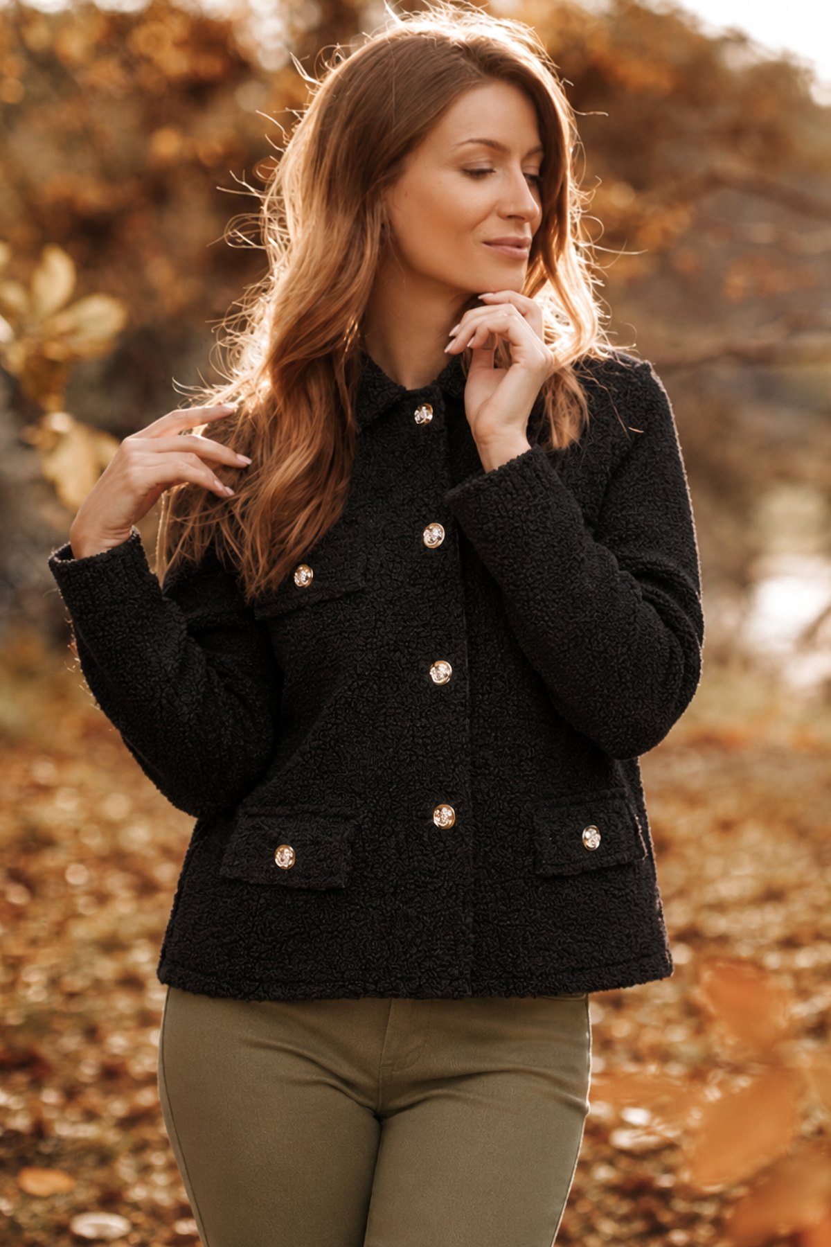 Bouclé Button Front Jacket