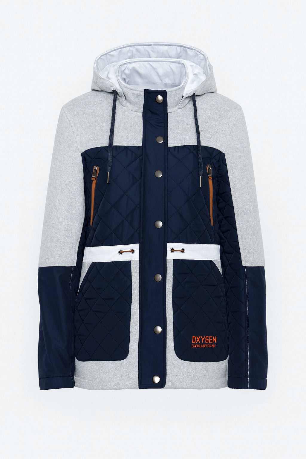 Color block mix media quilt jacket