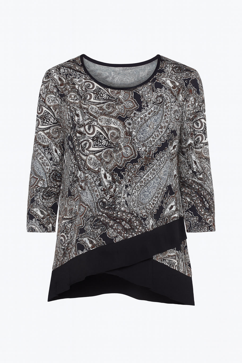Chiffon trim paisley sequin top