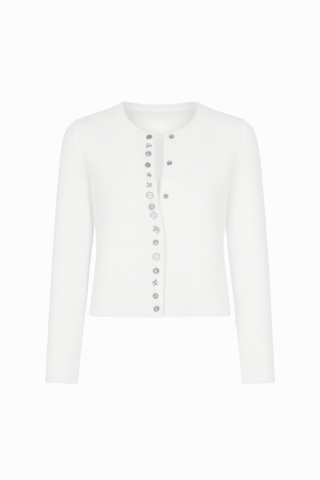 Fancy button eyelash cardigan