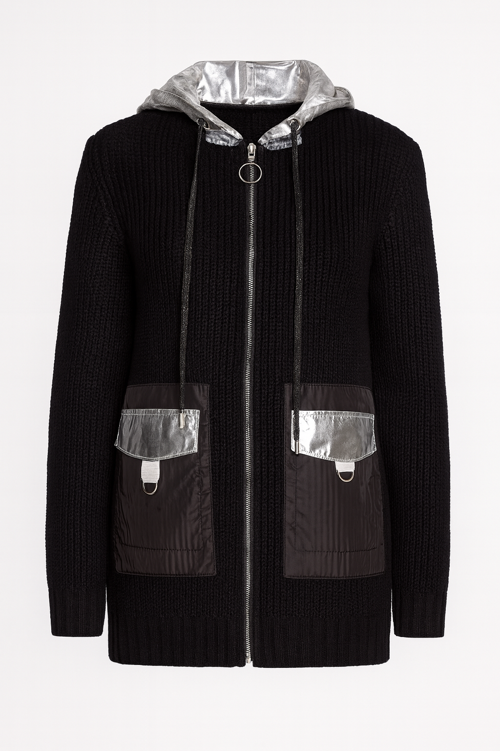 Hooded silver trim cardigan