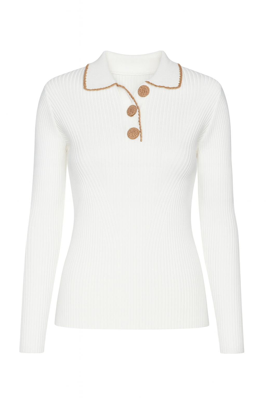 Rib knit three button sweater