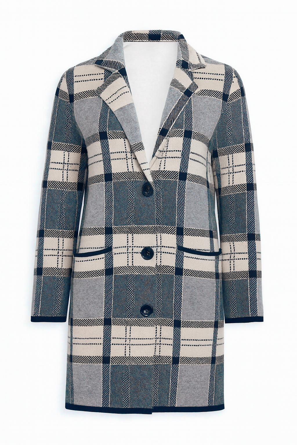Le manteau-cardigan à carreaux